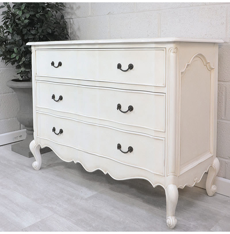 French Style White Louis Chest of Drawers