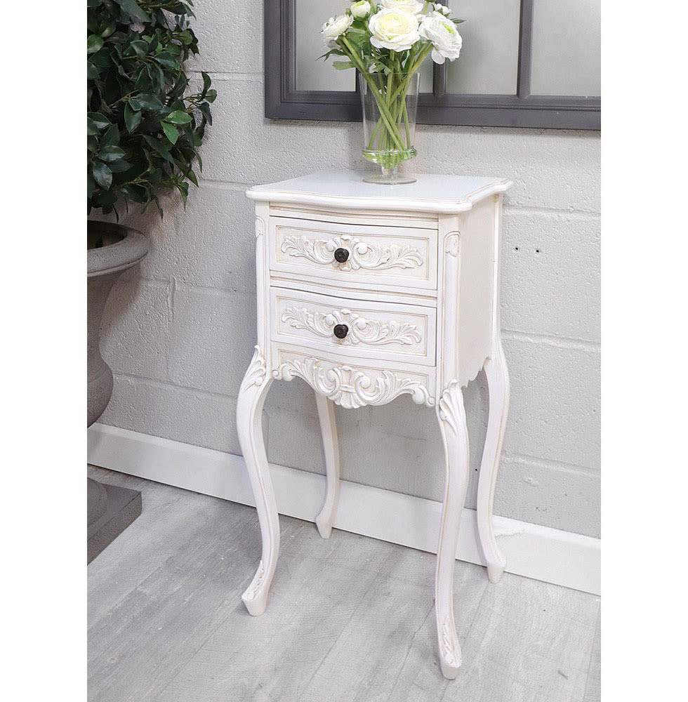 French Style White Nightstand Bedside Table
