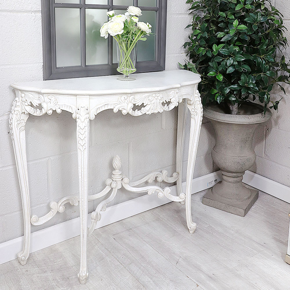 French Style White Console Table