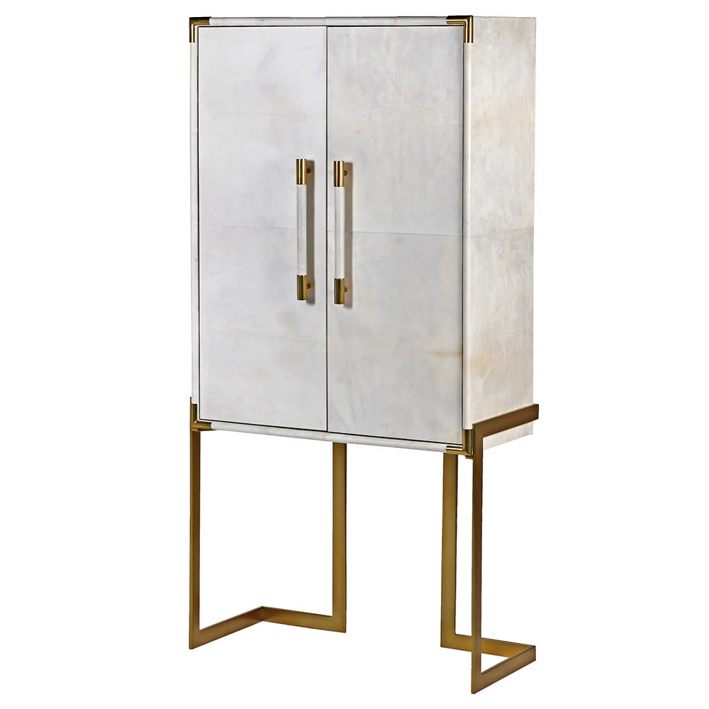White Leather Drinks Cabinet
