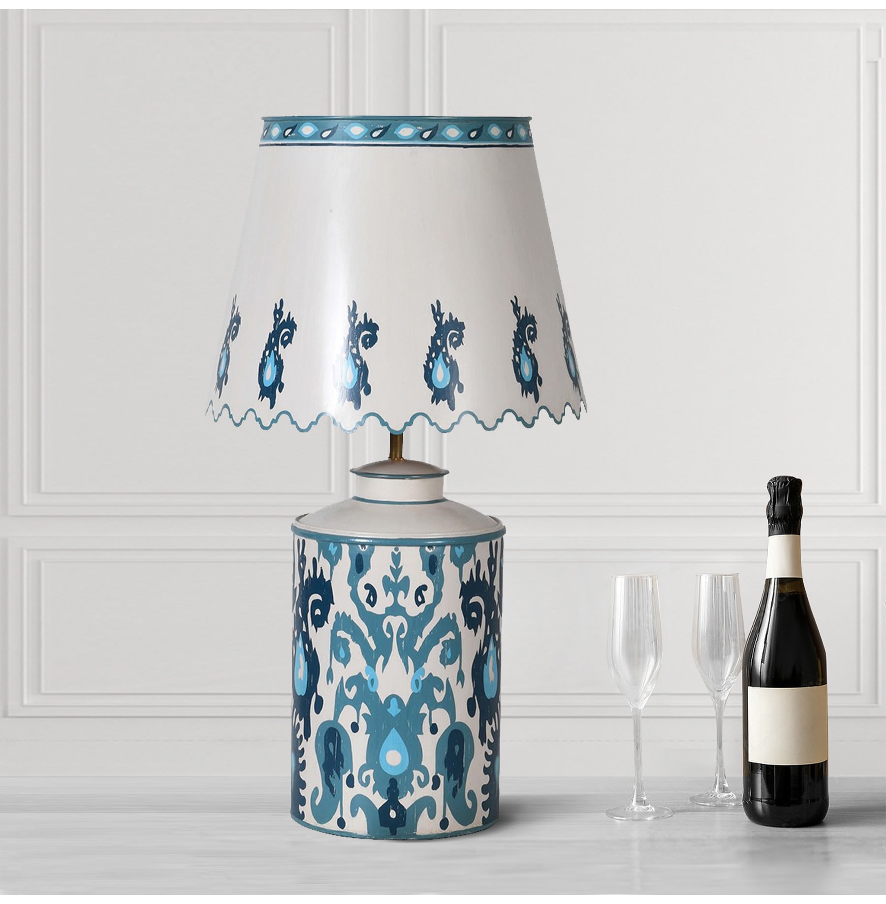 Tones of Blue Metal Table Lamp