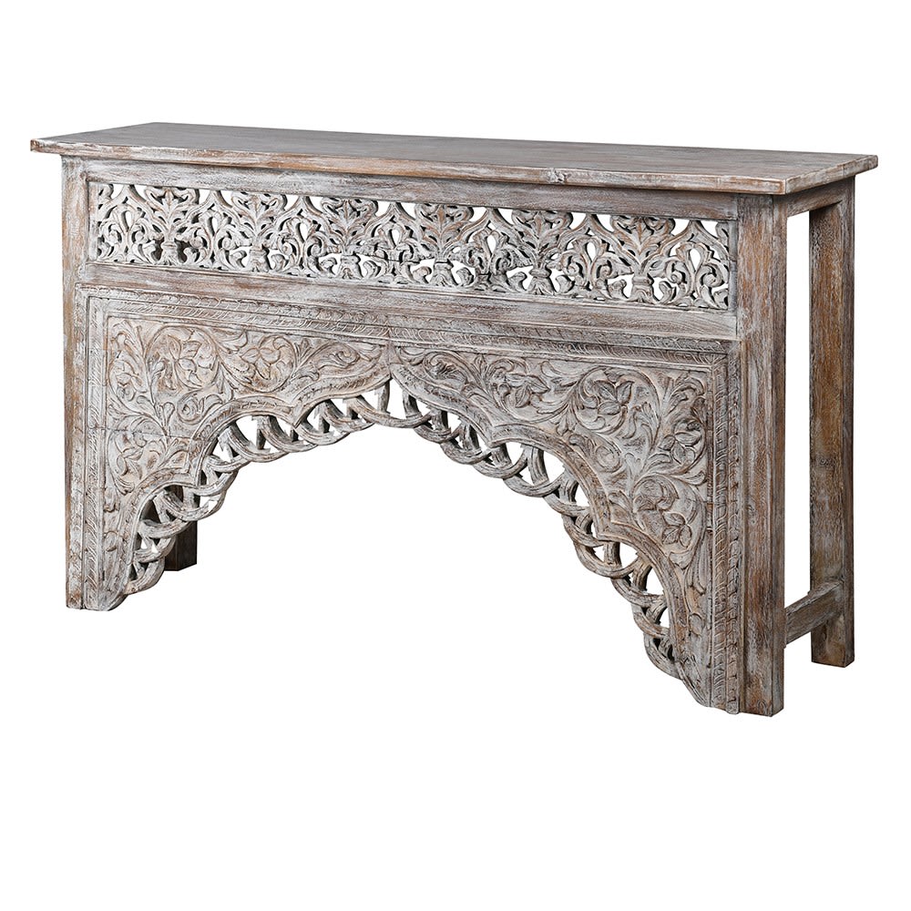 Bagoda Salt Carved Hall Console Table