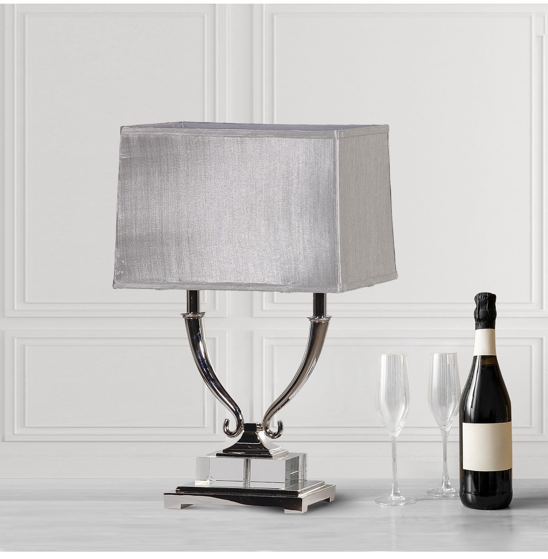 Chrome Twin Arm Table Lamp