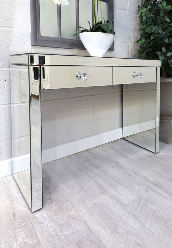 Mirrored Glass 2 Drawer Table