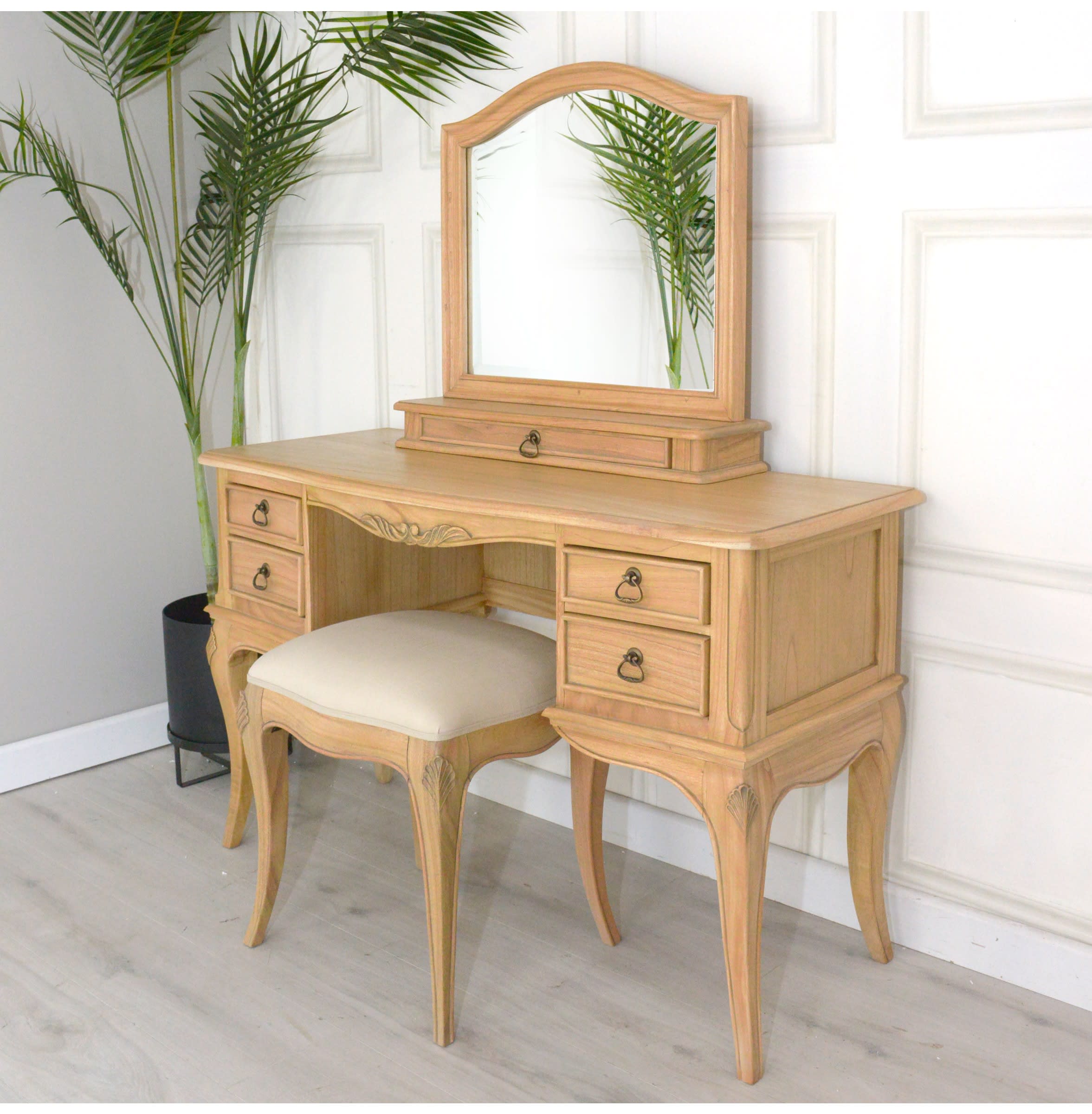 Limoges French Dressing Table Mirror and Stool Set by Baker Furniture