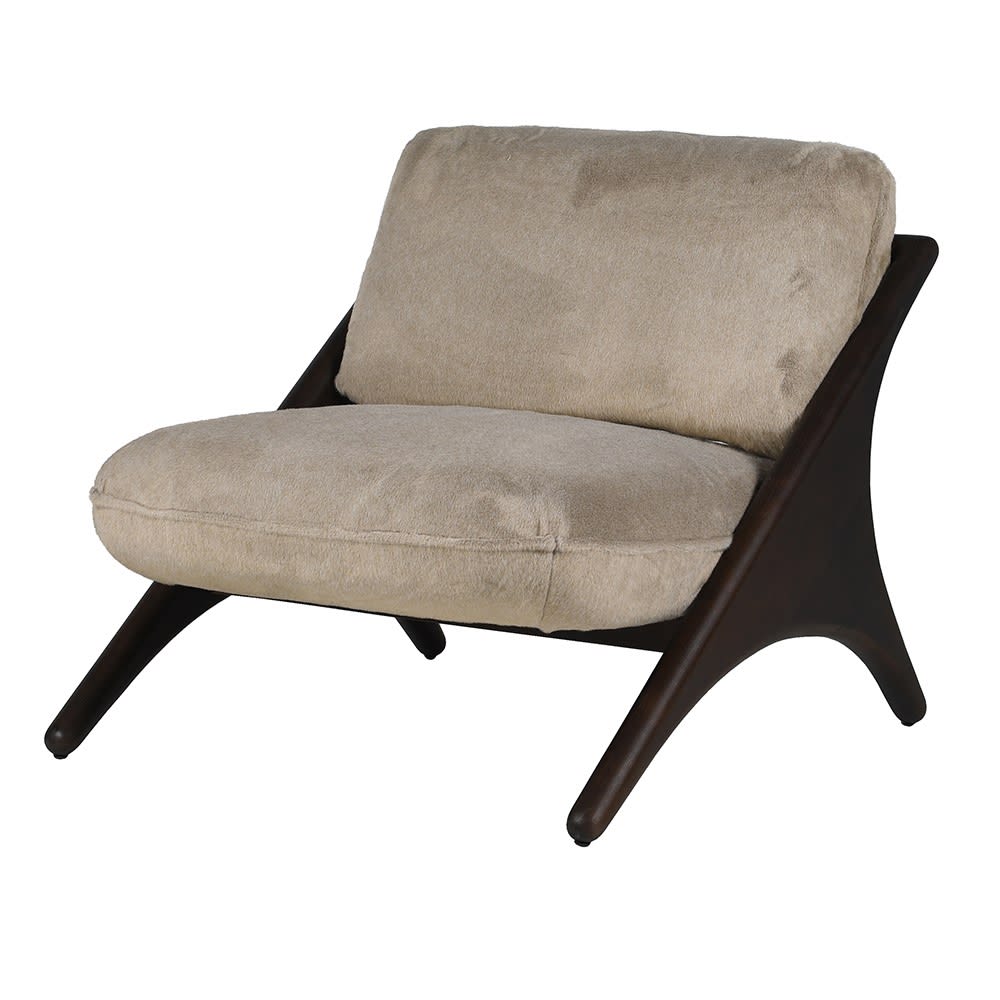 Georgia Fur Lounger Chair with Black Frame