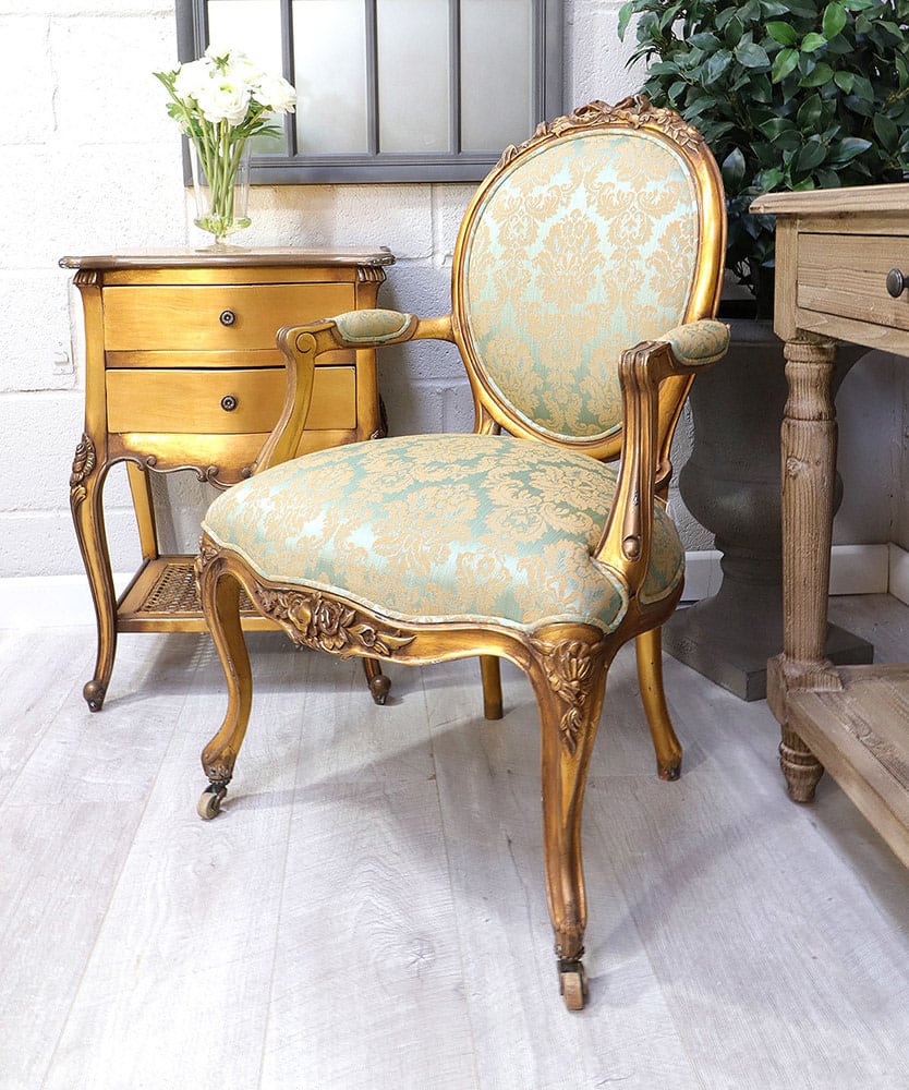 French Style Gold Gilt Patterned Armchair