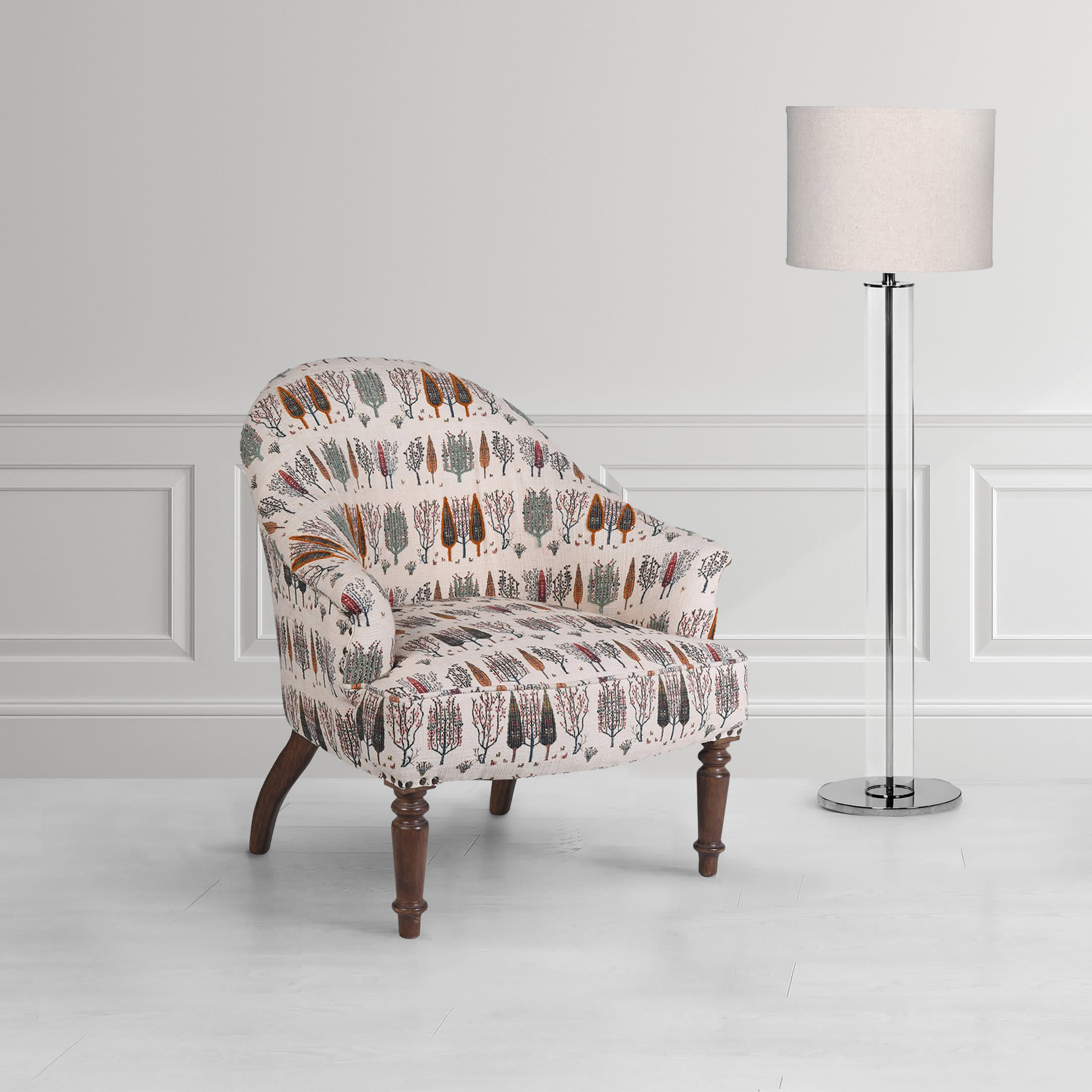 Forest Patterned Upholstered Armchair 