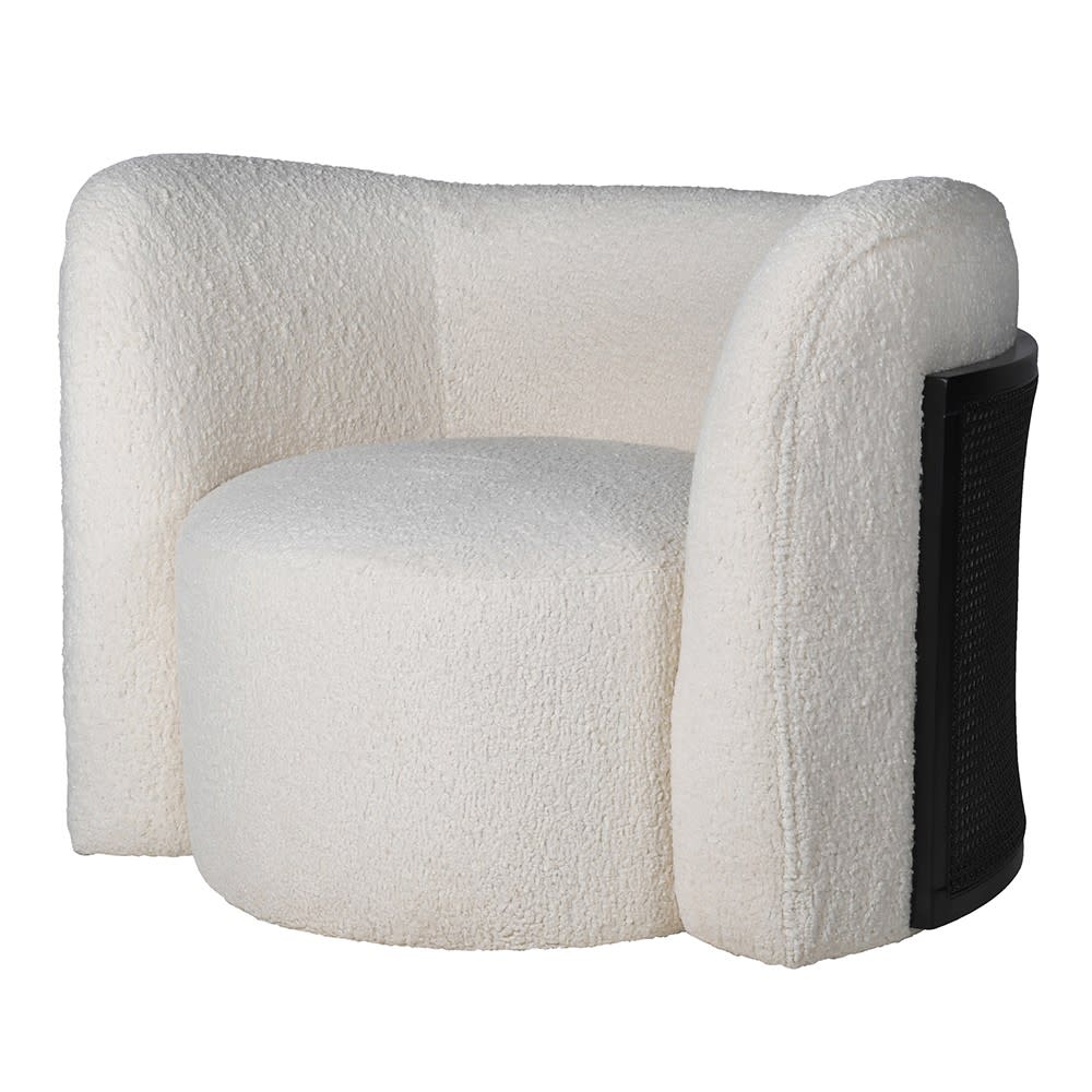 Curved Cream Boucle Armchair