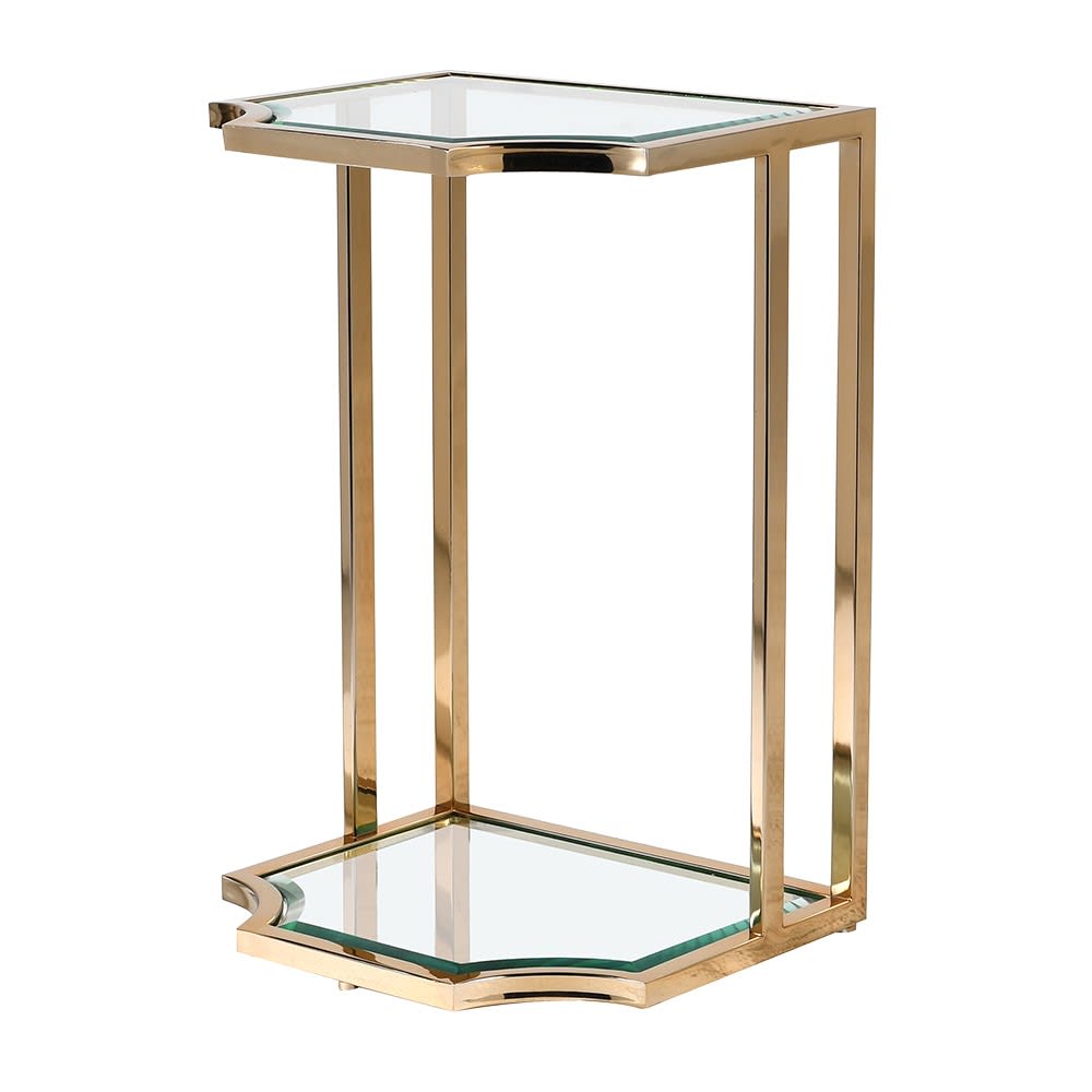 Sloane Gold Shaped Side Table with Glass