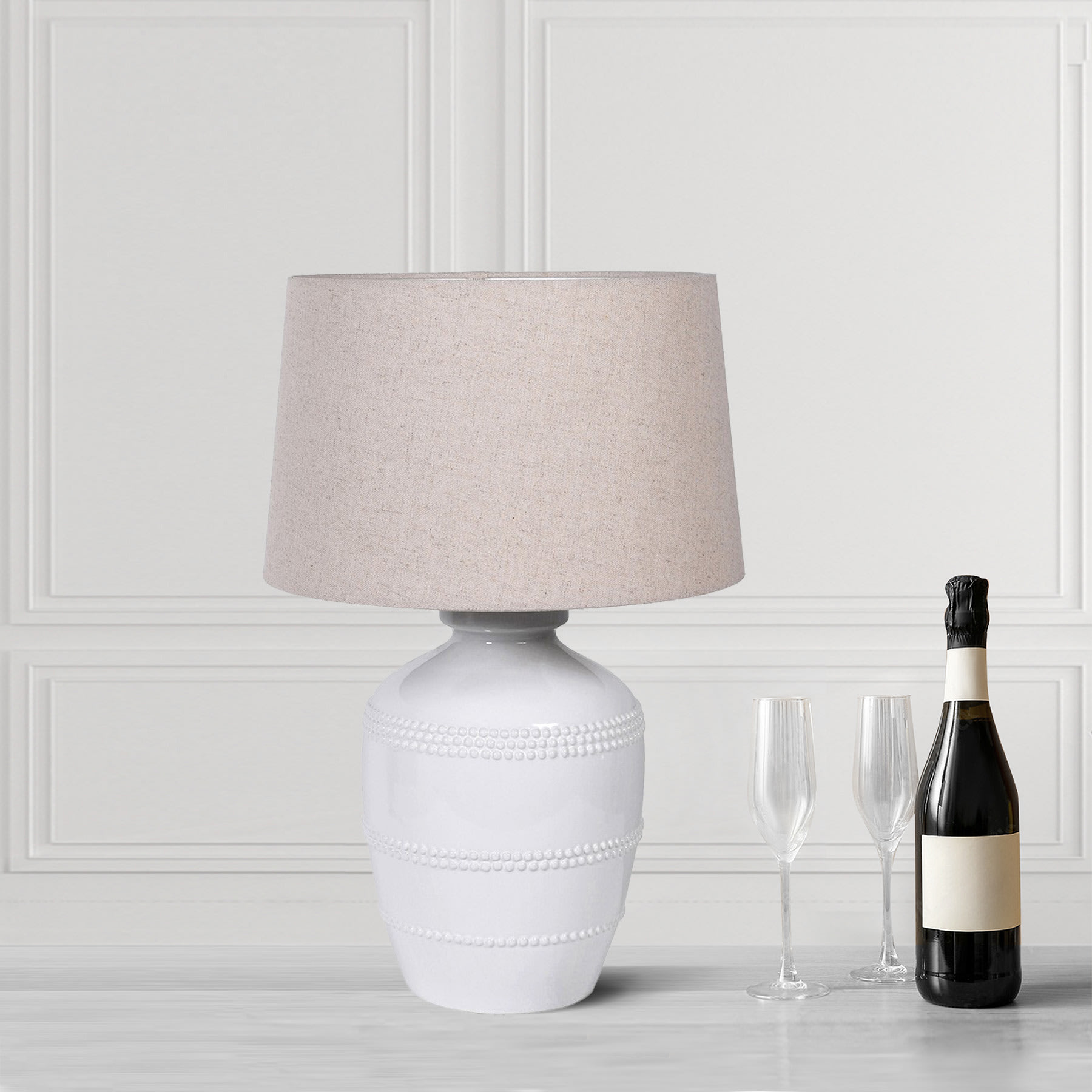 White Beaded Table Lamp