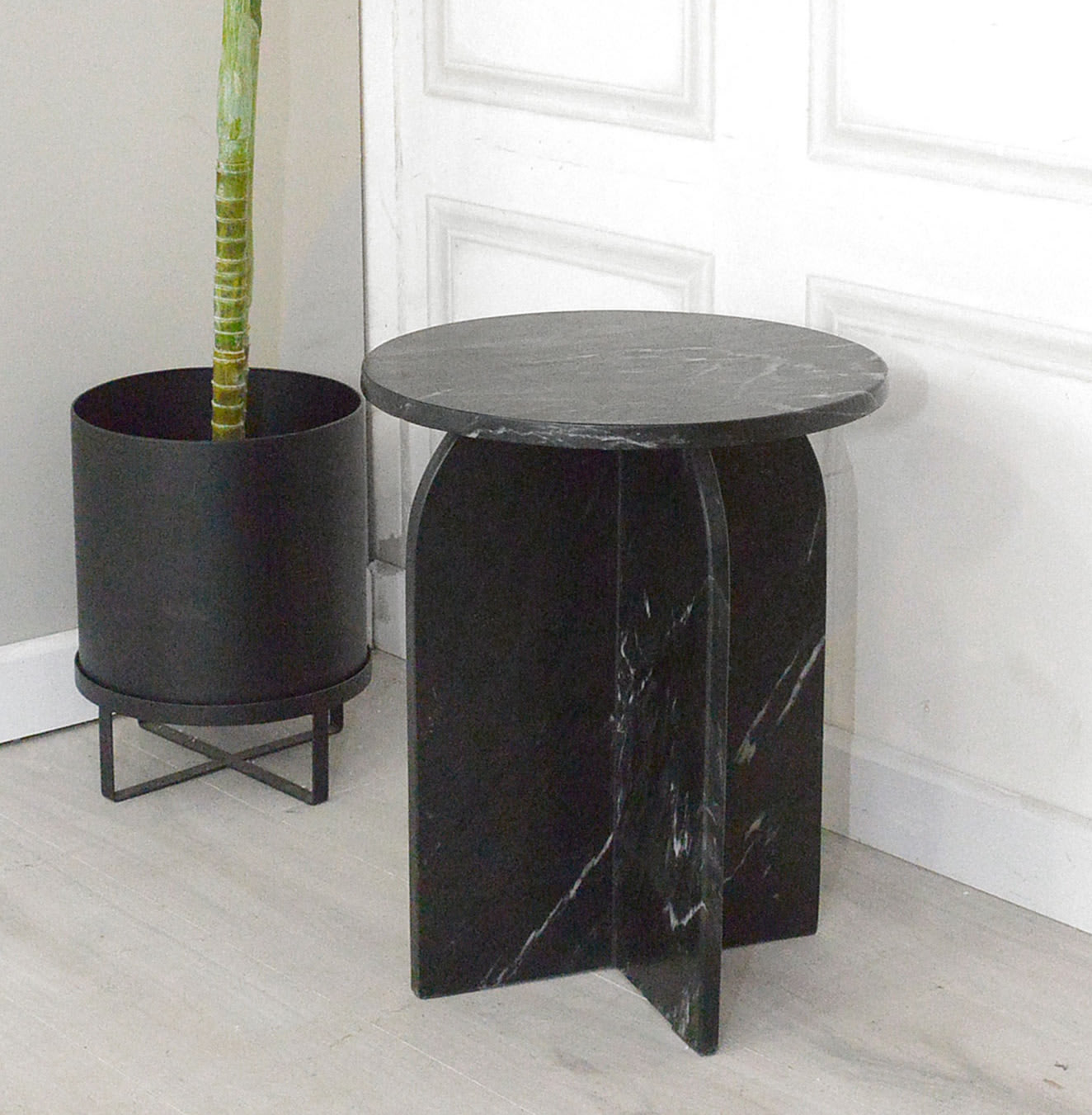 Amalfi Black Marble Side Table by Gallery Direct