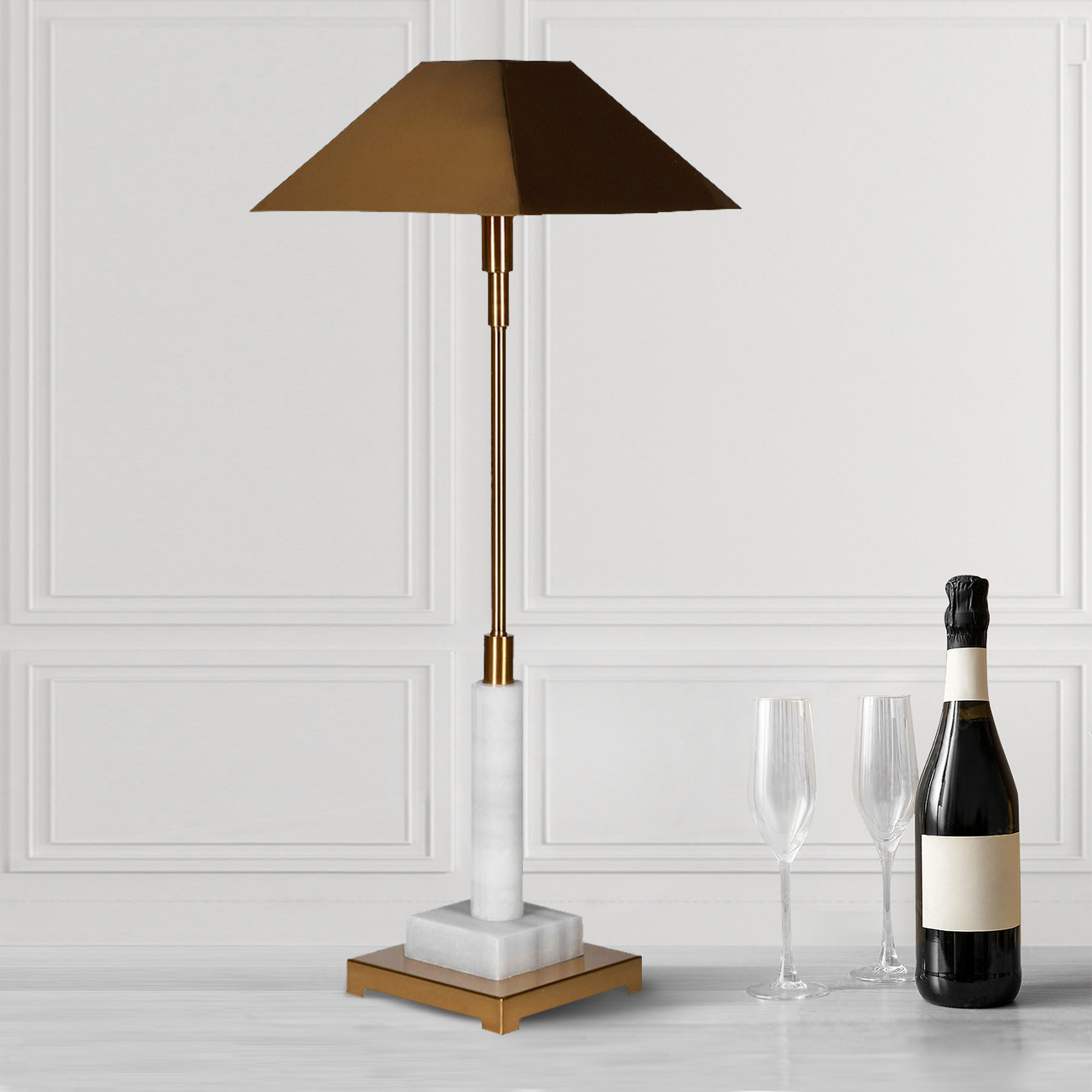 Tall Golden Marble Table Lamp