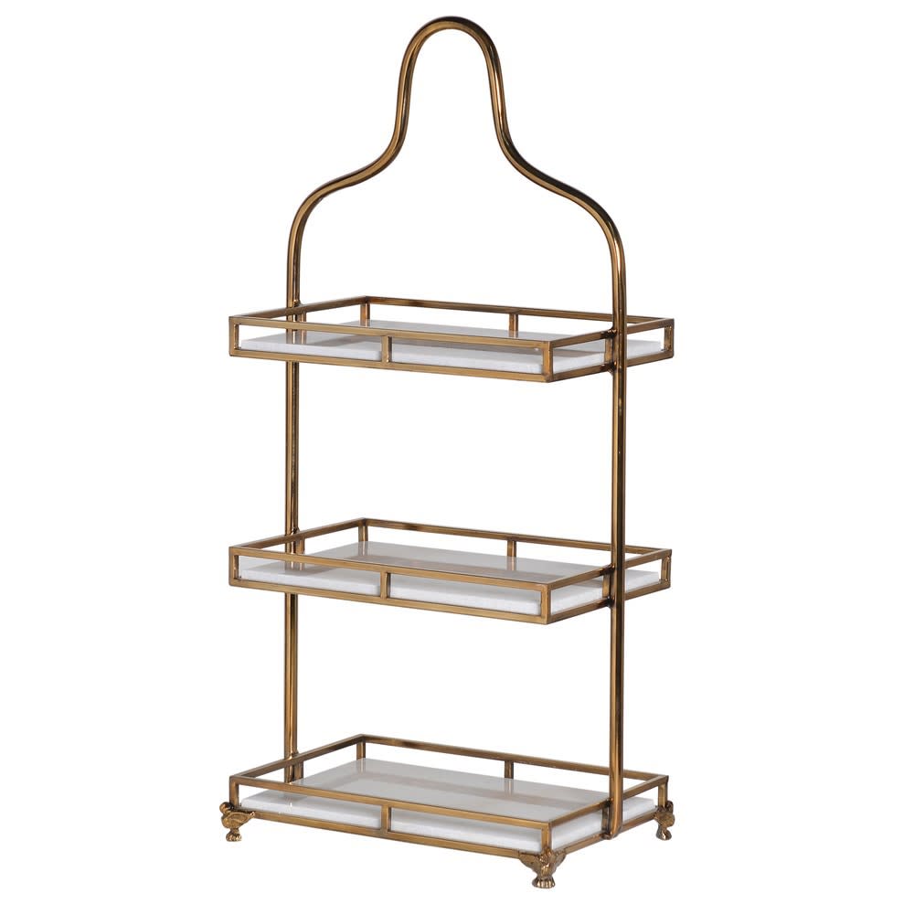 3 Tier Gold and Marble Stand