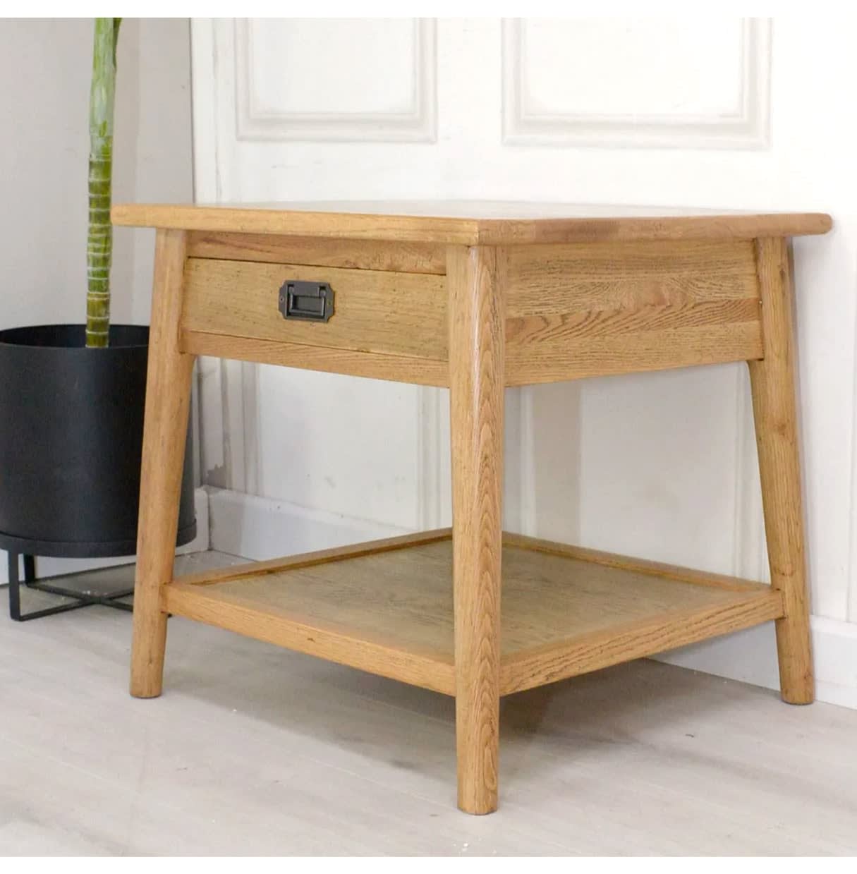 Oak Bedside Table with Shelf