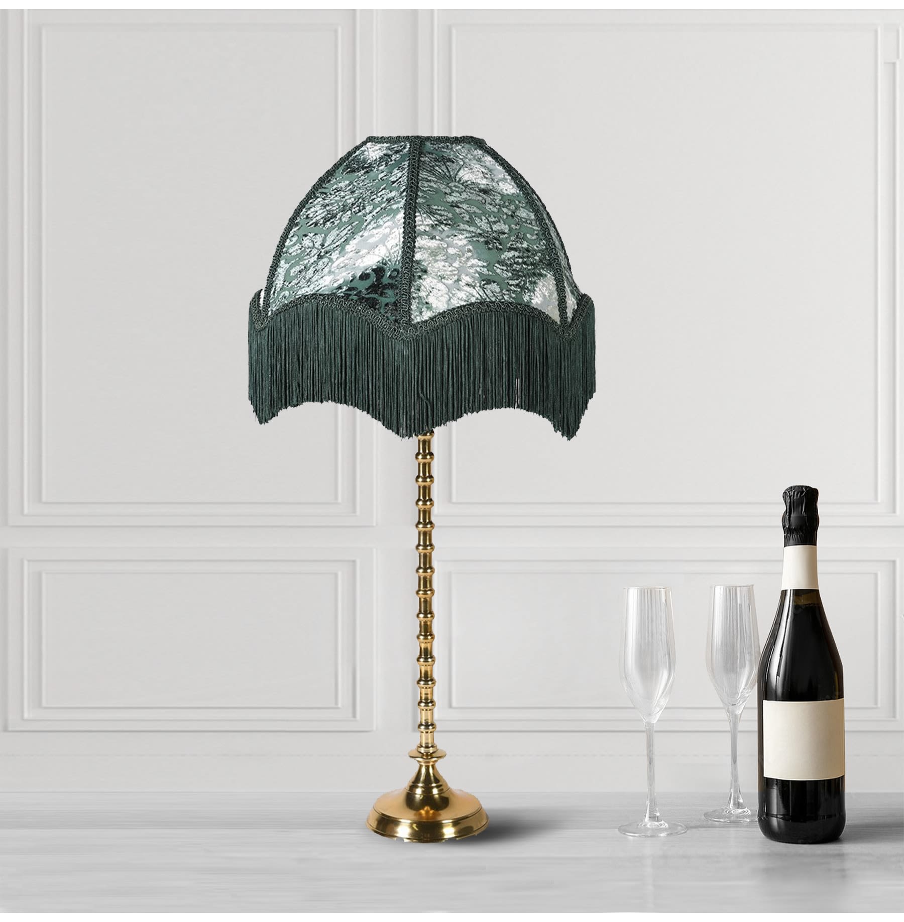 Tuscany Green Fringed Table Lamp