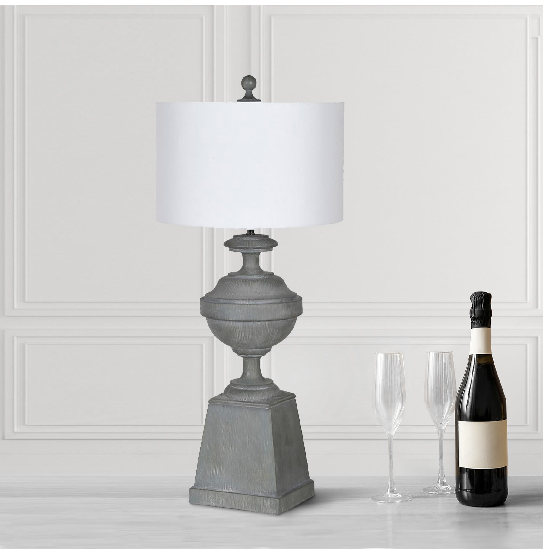 Large Grey Shaped Table Lamp