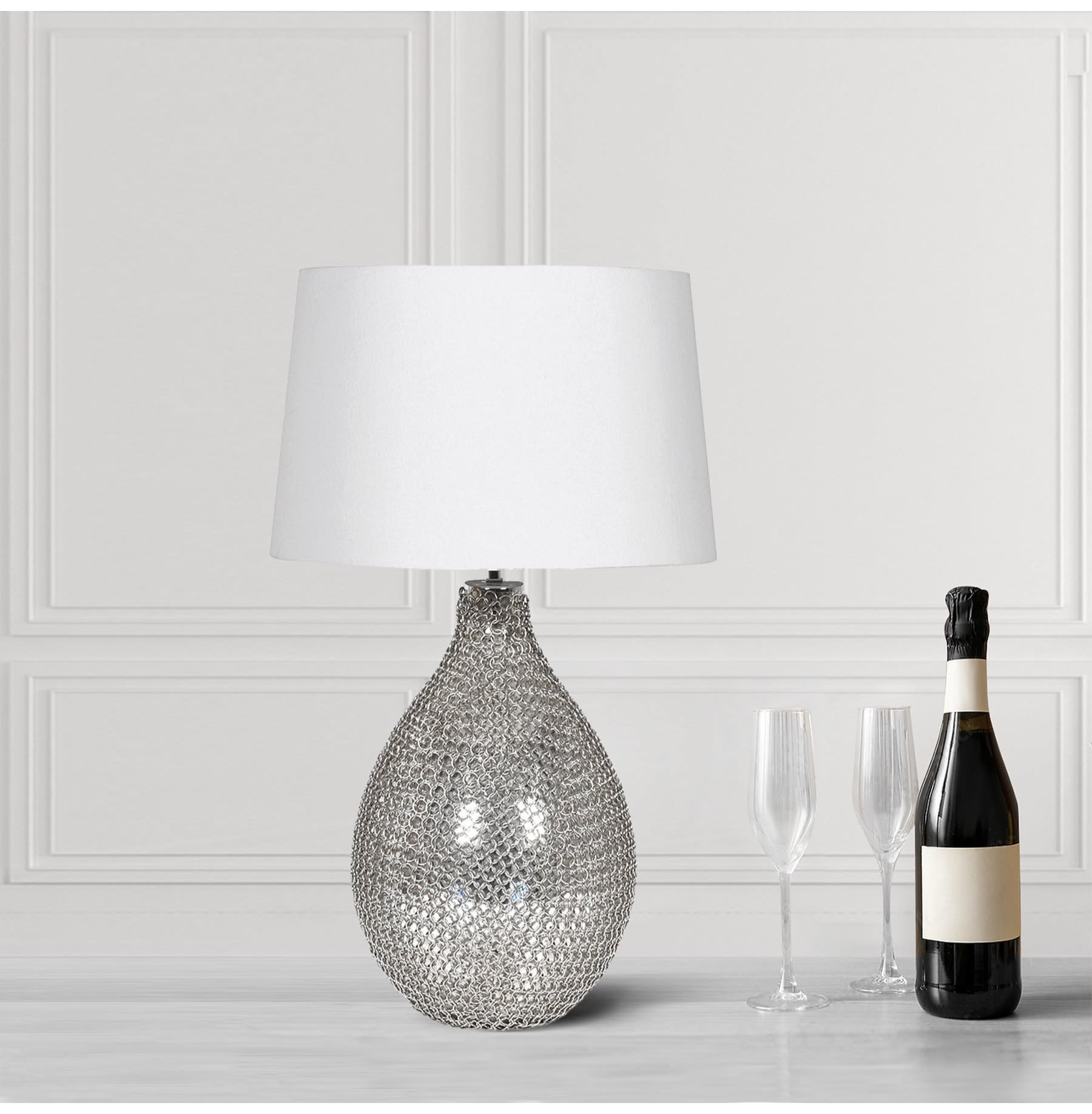 Silver Pear Shaped Table Lamp