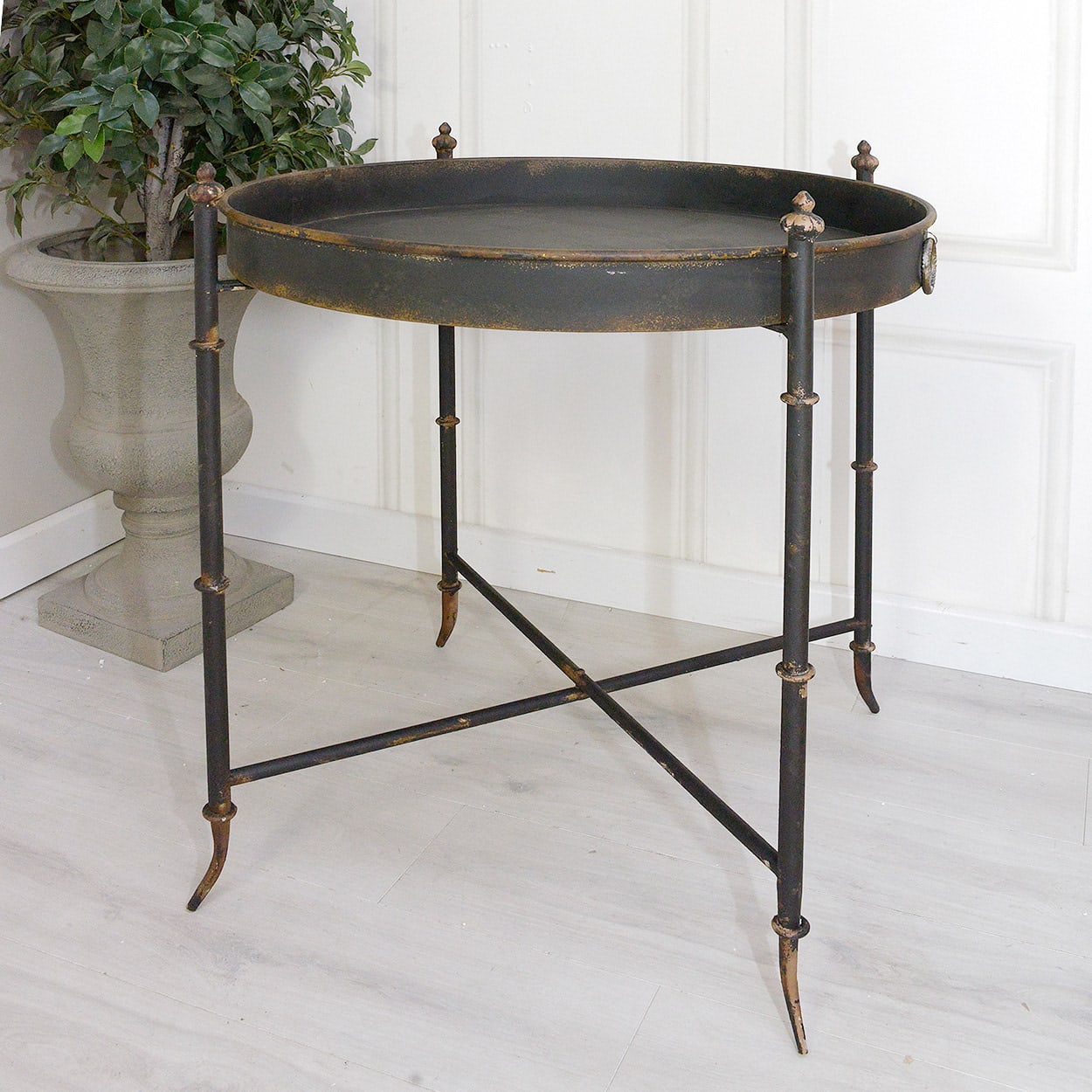 Aged Black Metal Tray Table