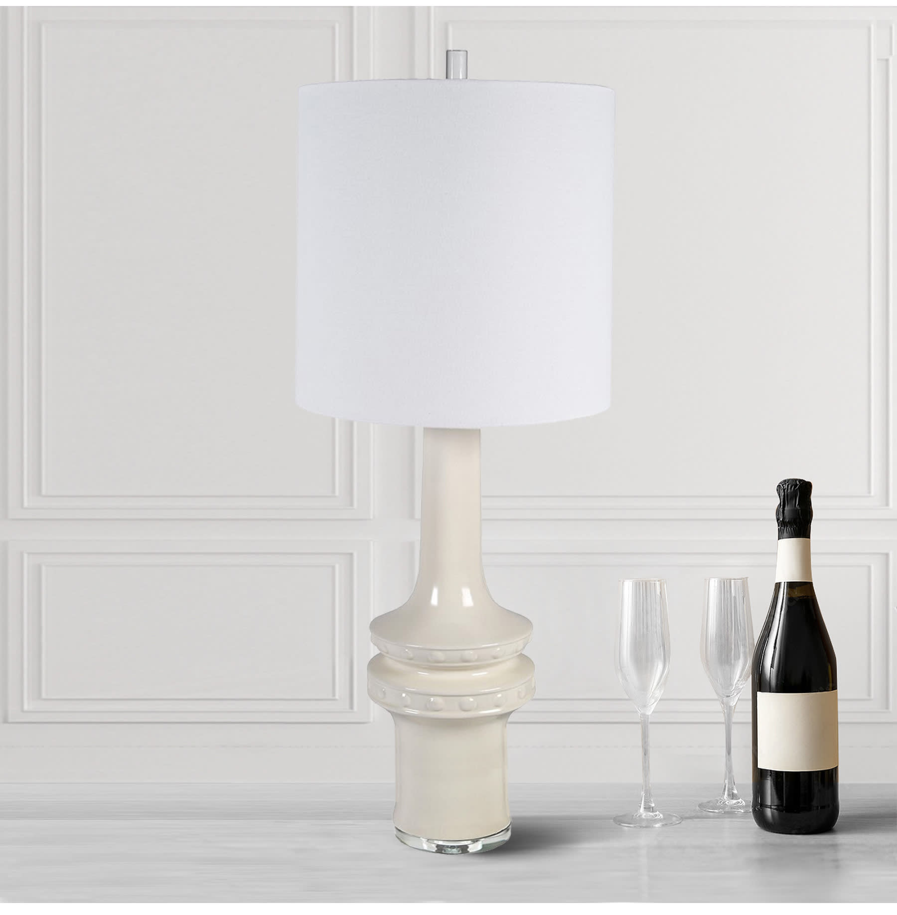 Cream Ceramic Abstract Table Lamp