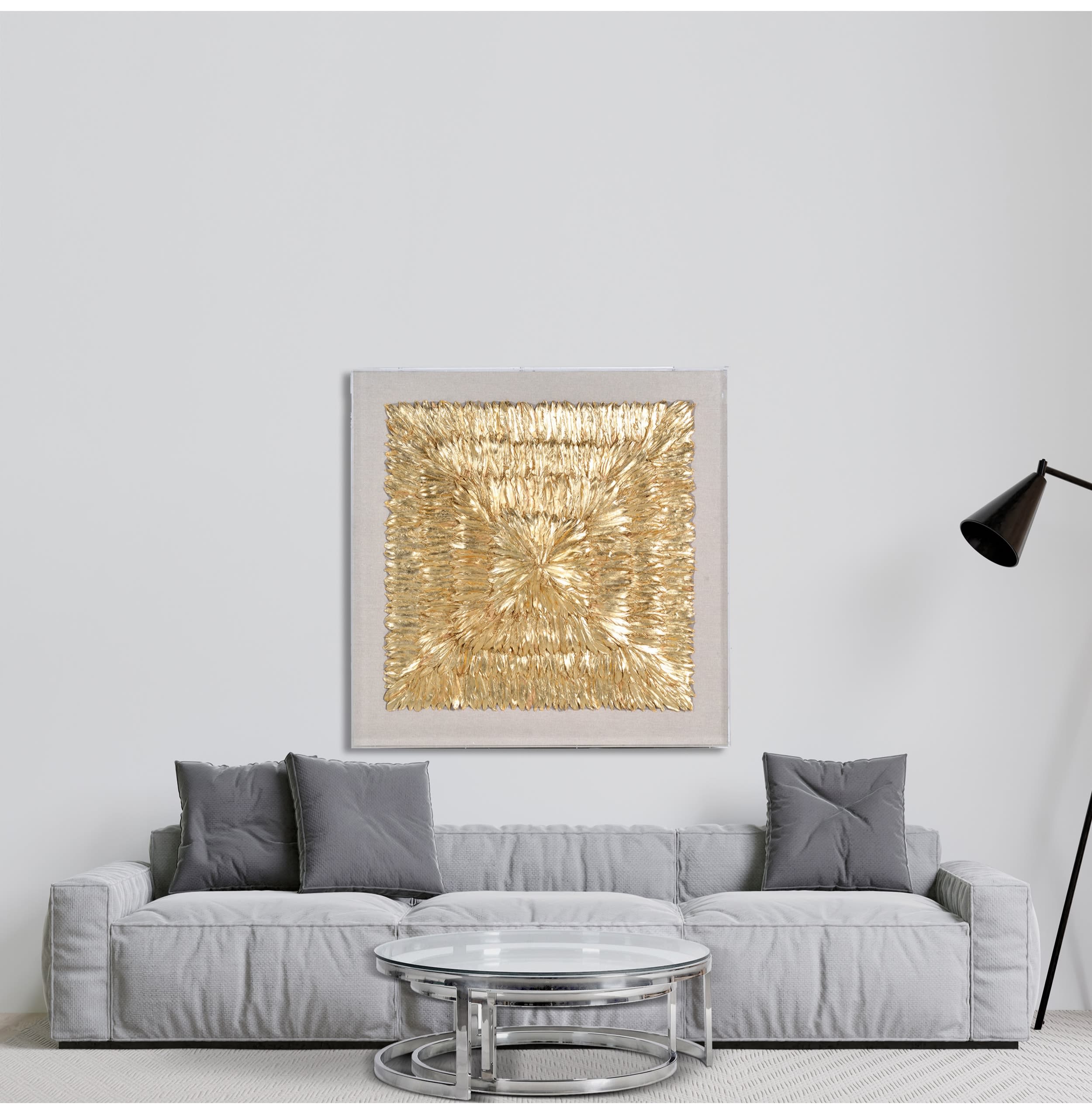 Gold Feathers Wall Art in Perspex