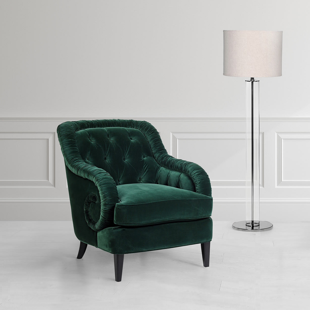 Emerald Green Velvet Plush Armchair 