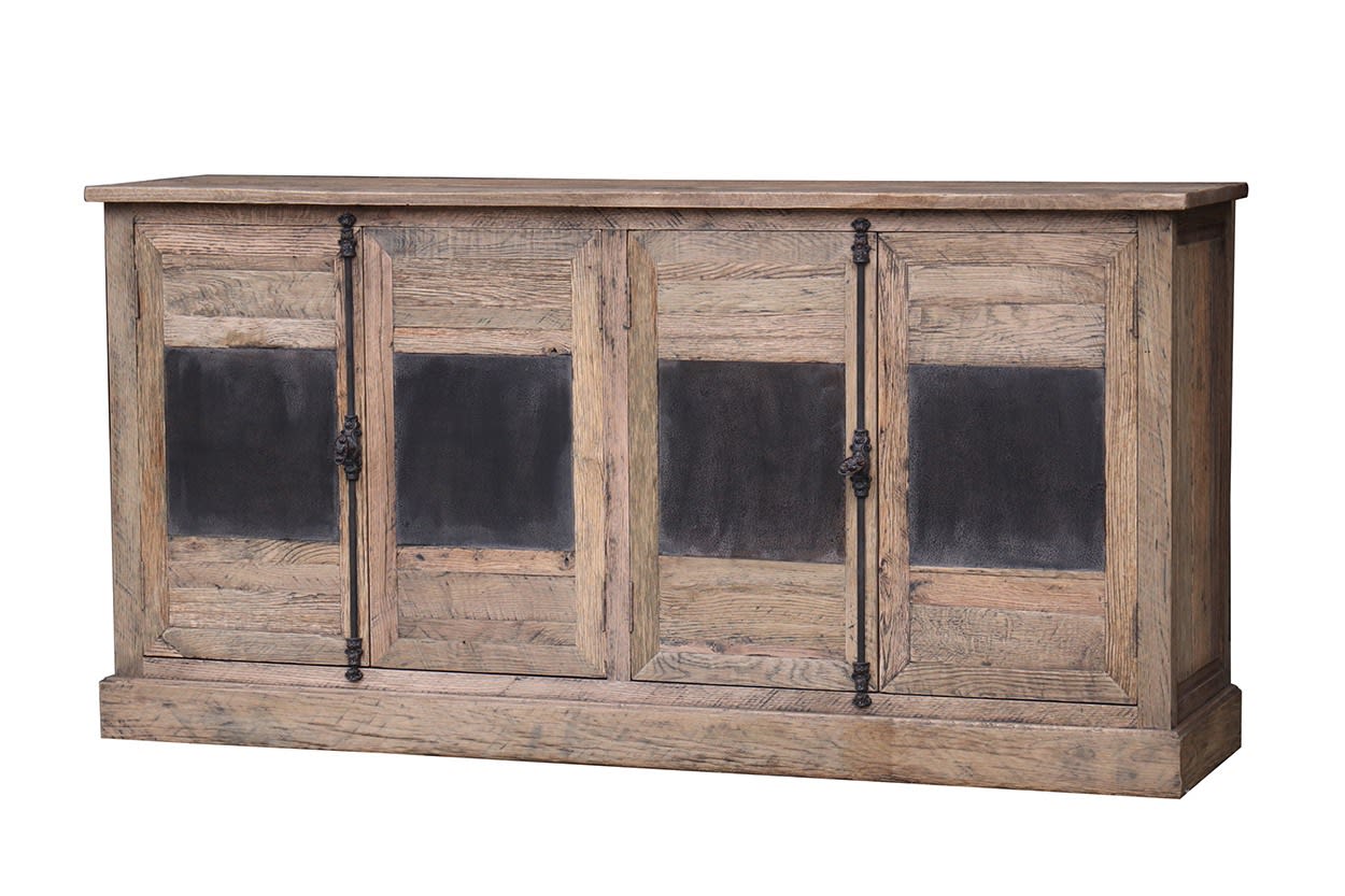 Reclaimed Oak Industrial 4 Door Sideboard