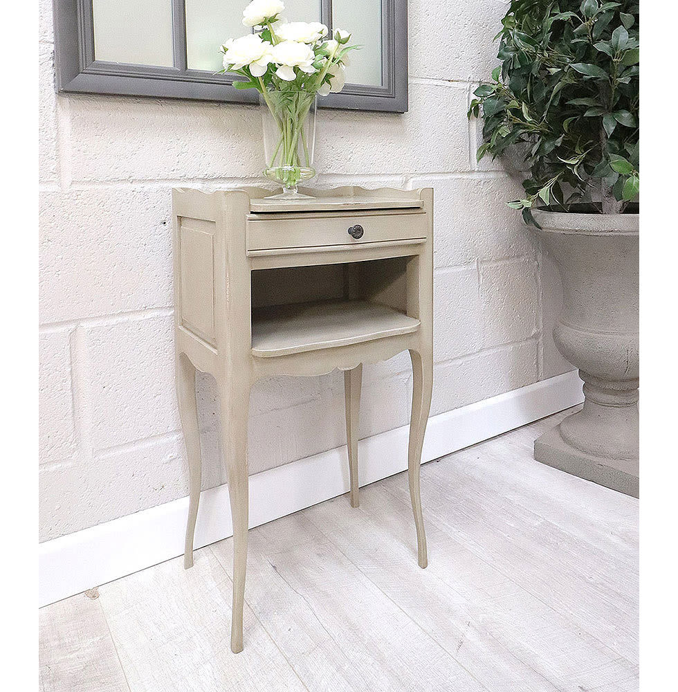 French Style Olive Bedside Table