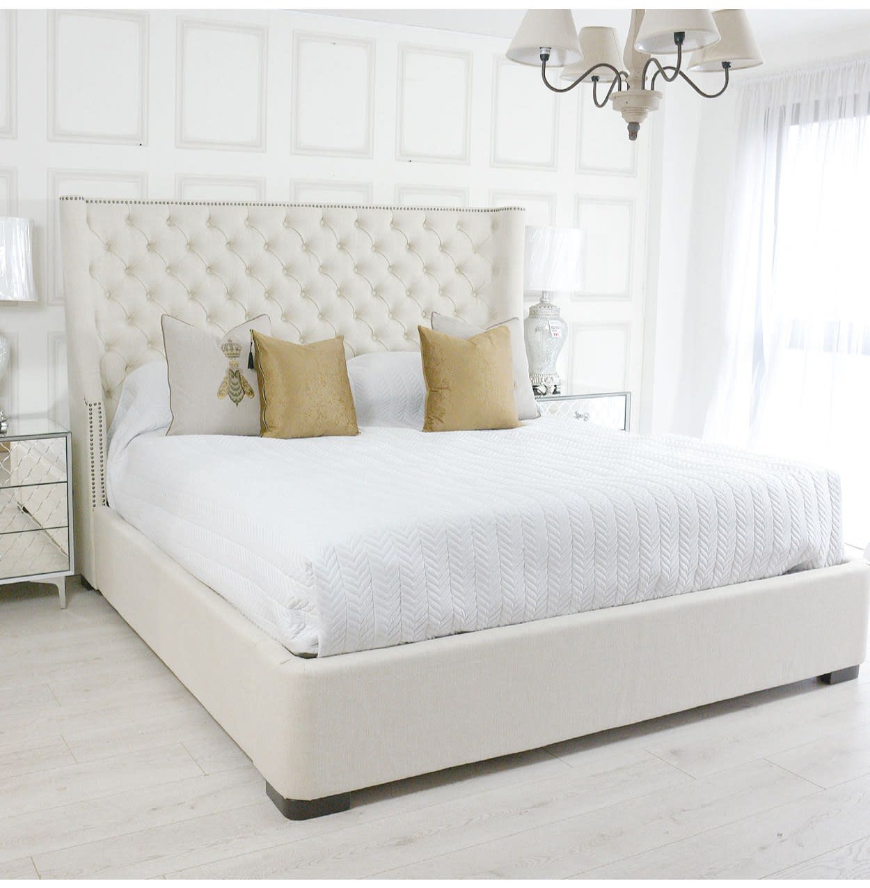 Studded Buttoned 6ft Super King Bed