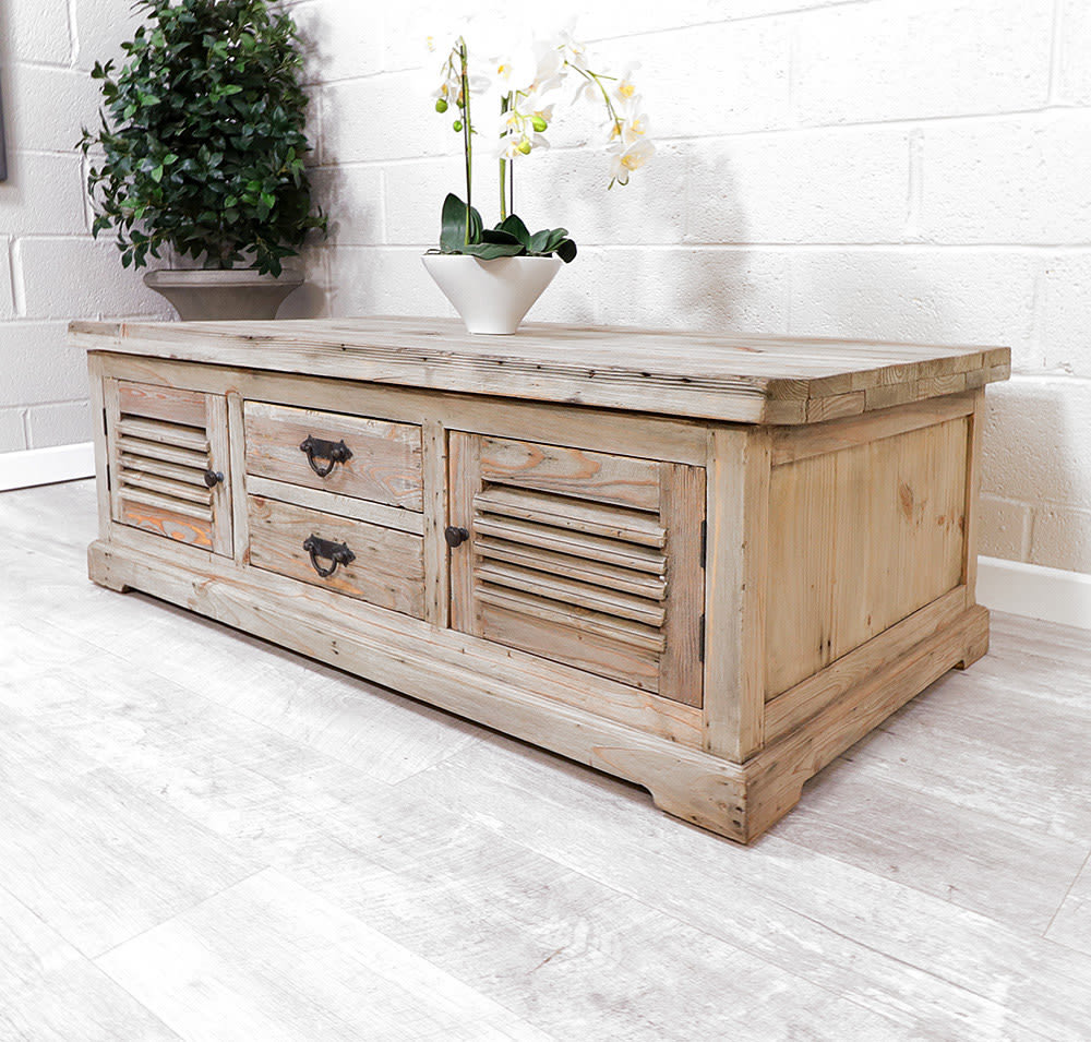 French Style Reclaimed Louvered Coffee Table