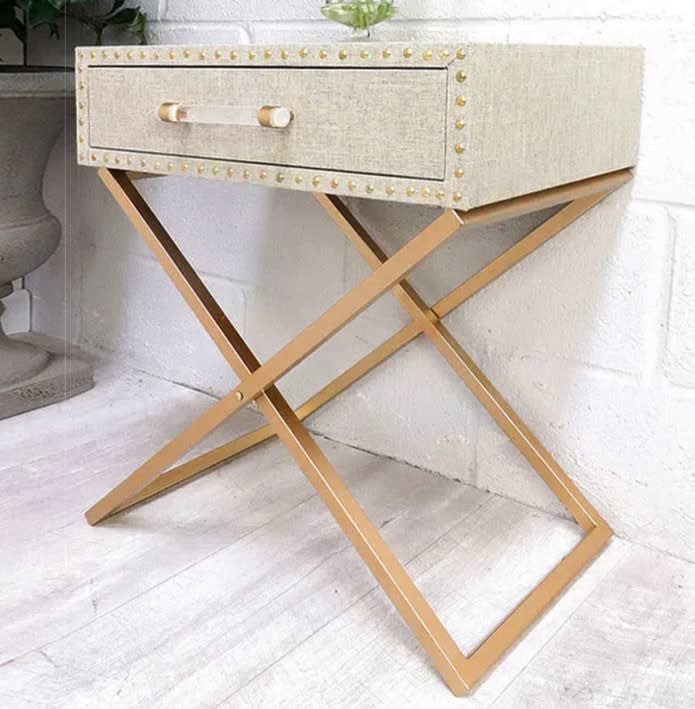 Cross Leg with Studs 1 Drawer Bedside Table