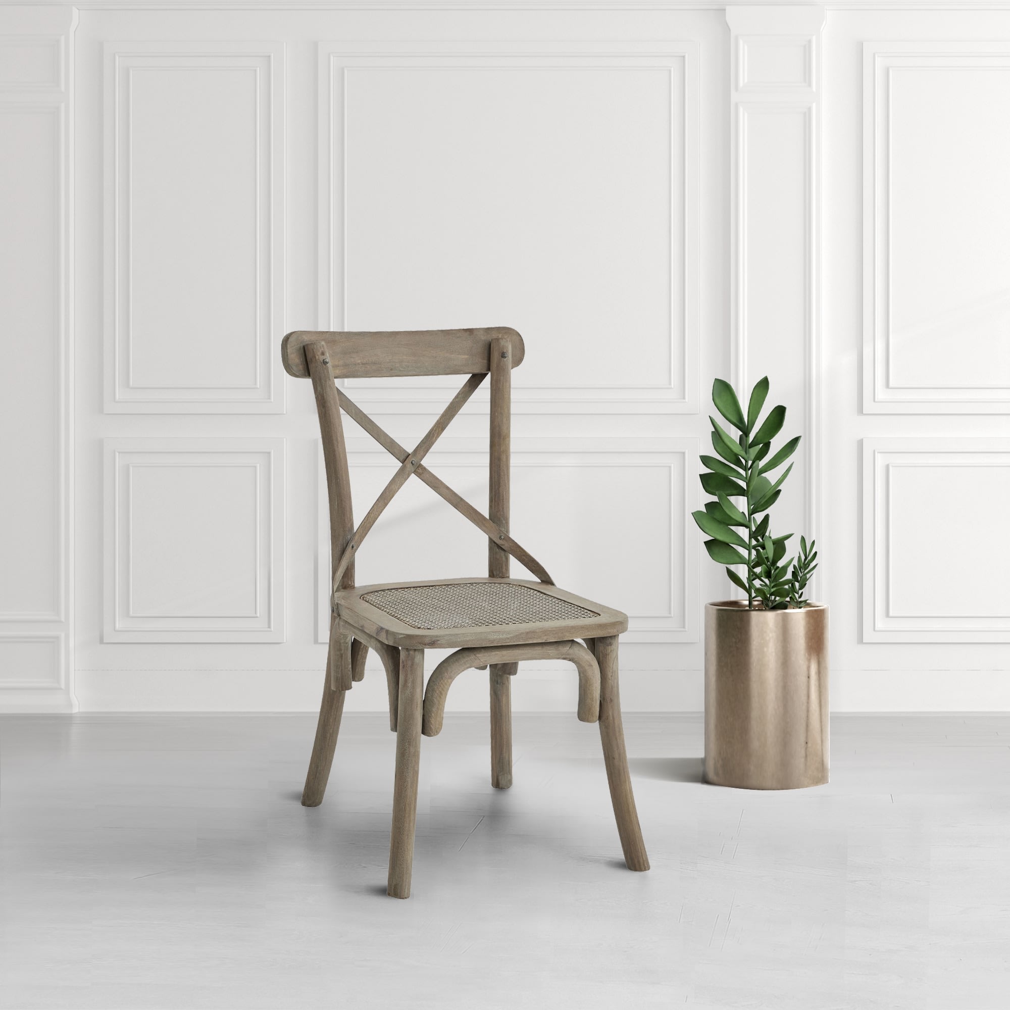 Mangrove Cross Back Brown Wooden Dining Chair
