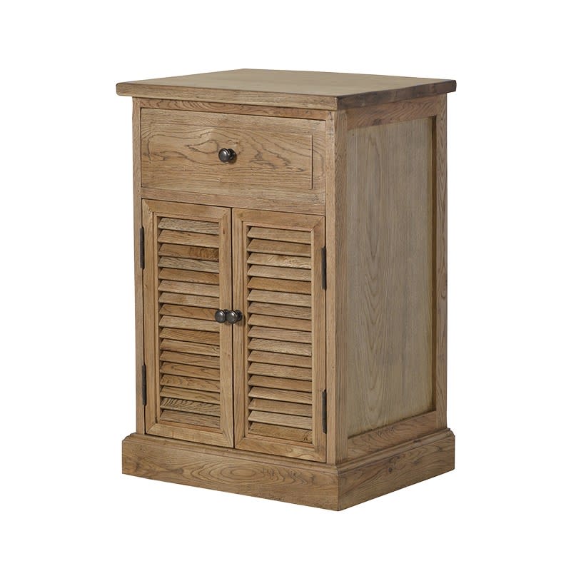 French Style Oak Louvered Bedside