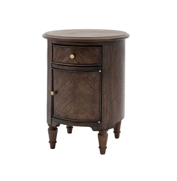 Madison Brown Drum Bedside Table by Gallery Direct | Nicky Cornell a UK Stockist