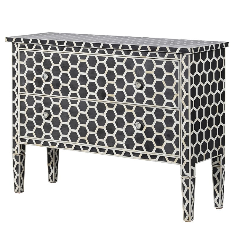 Black Mosaic 2 Drawer Chest