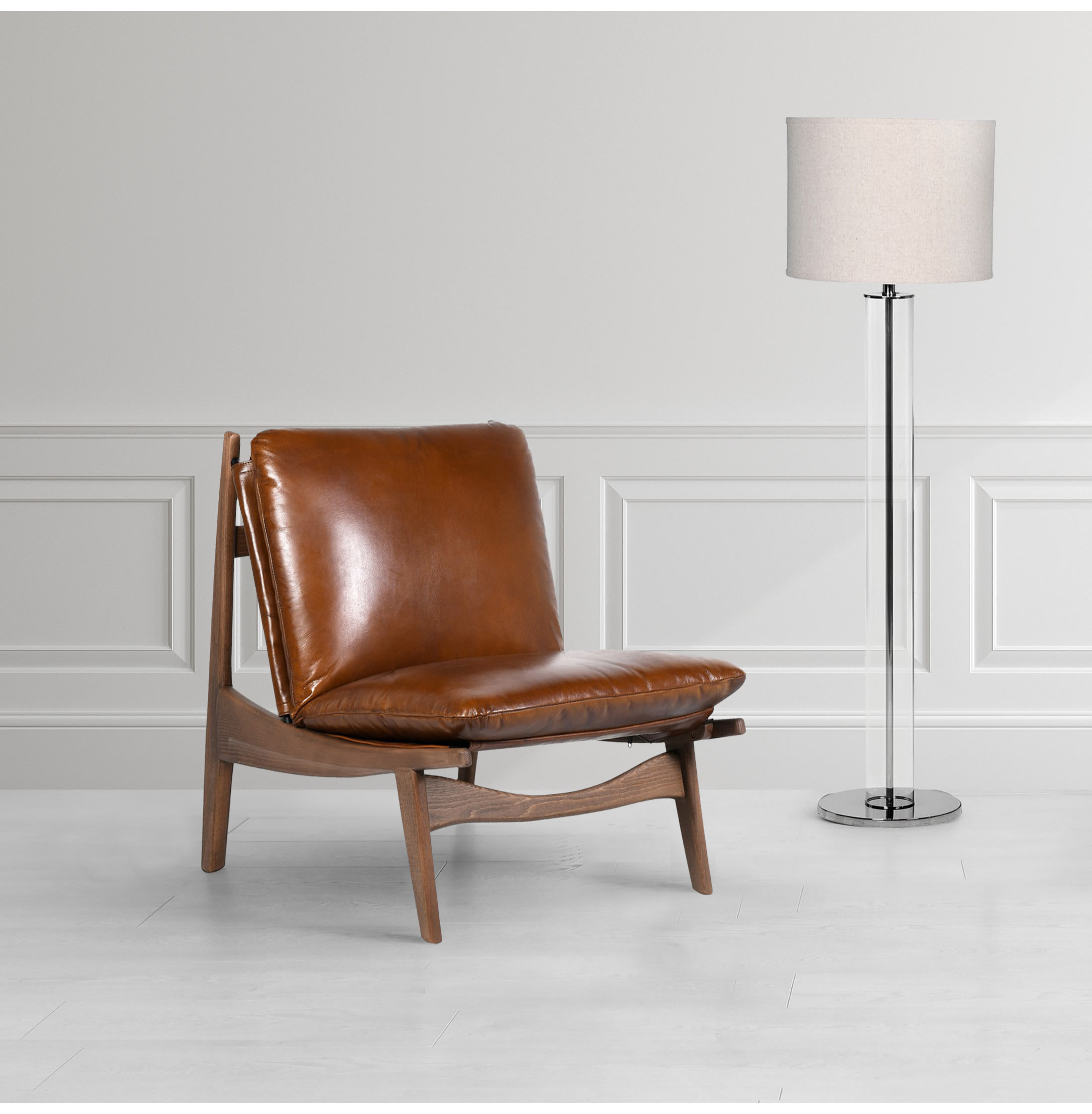 Romana Brown Vintage Leather Accent Chair