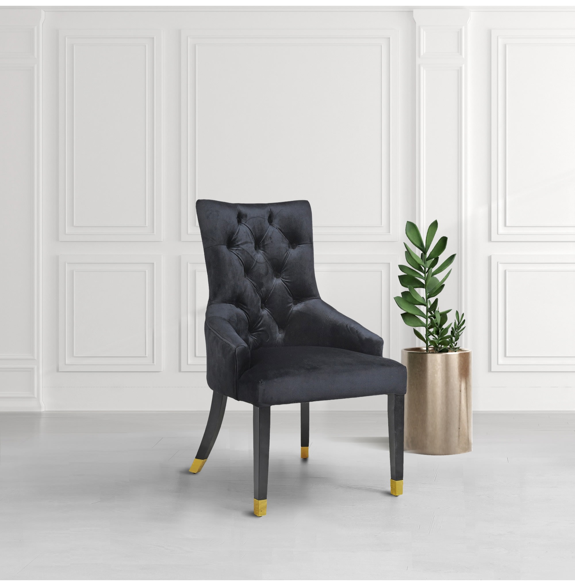 Black velvet with gold Dining Chair