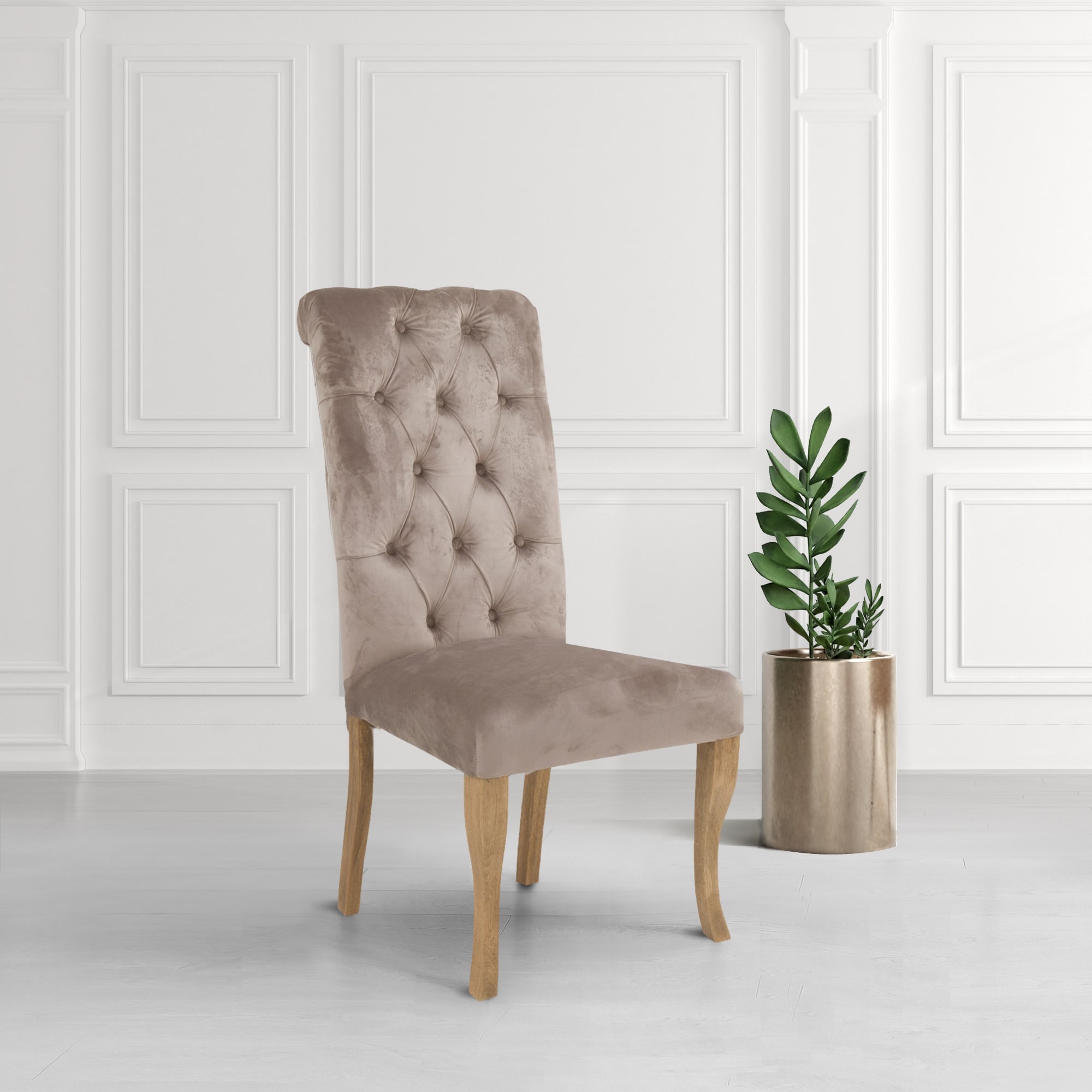 Hans Beige Buttoned Velvet Dining Chair