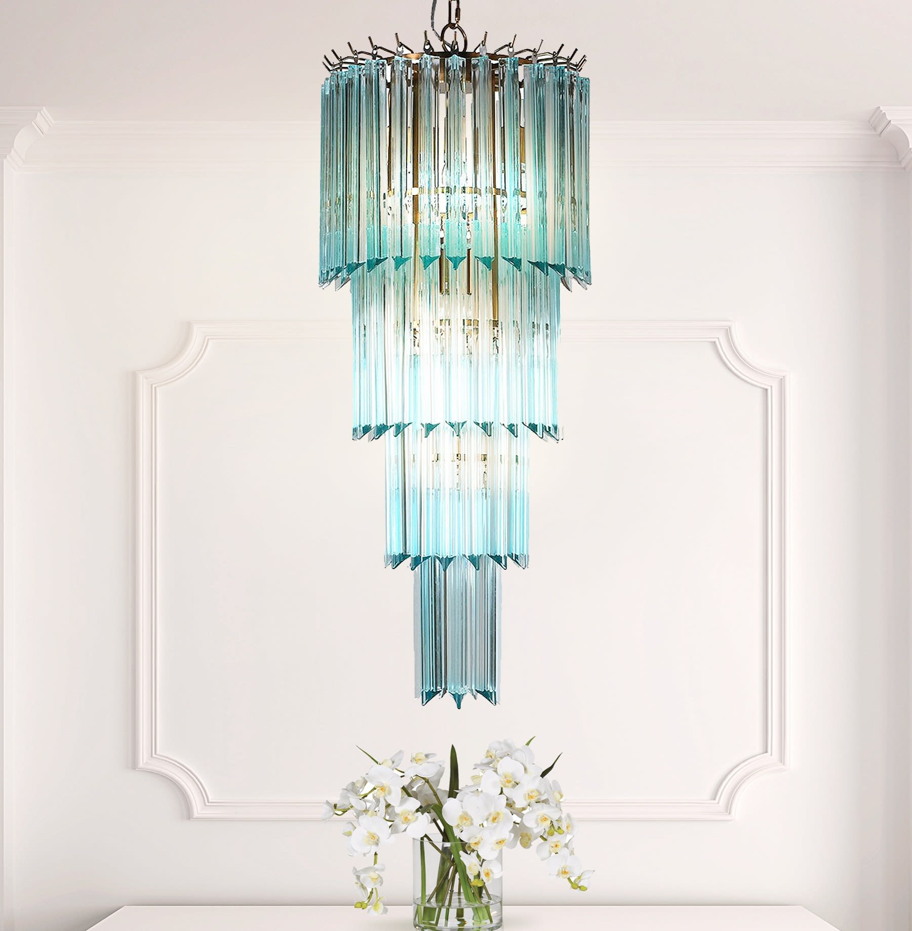 Manon Blue Tint Tiered Chandelier