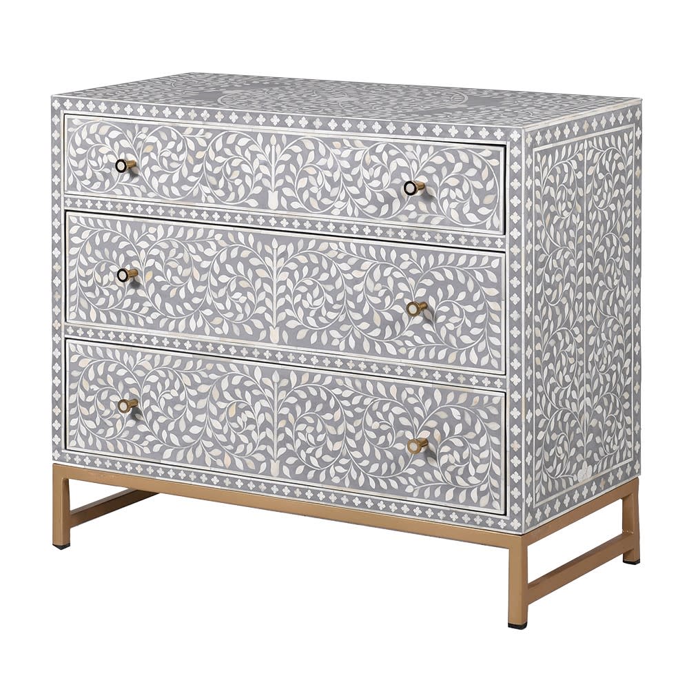 Patterned Bone Inlay Chest of Drawers