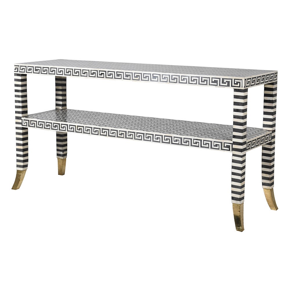 Grecian Monochrome Hall Console Table with Shelf