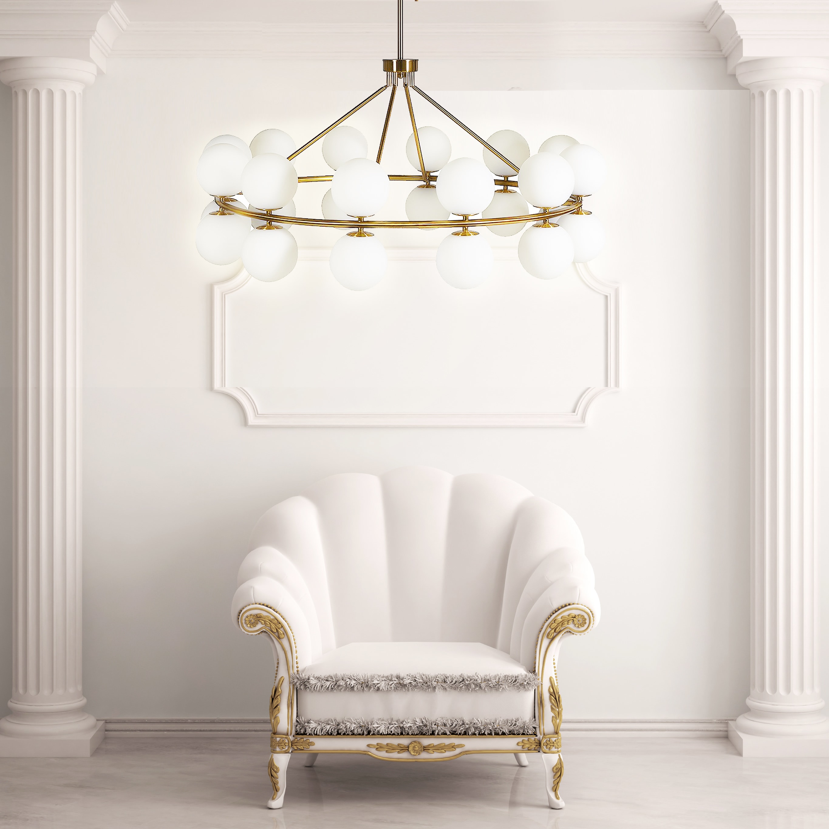 Large Talia White Globes Chandelier