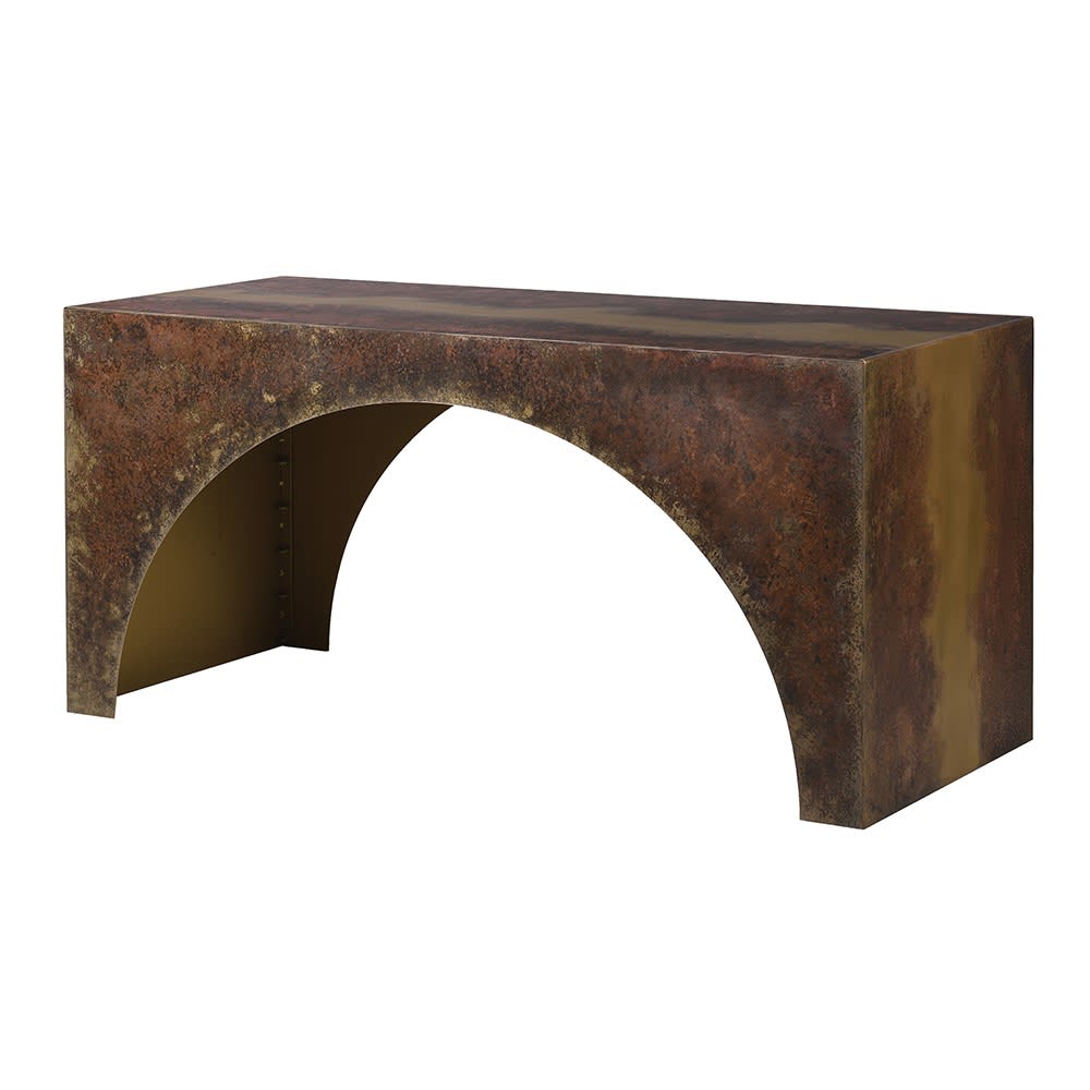 Distressed Metal Arched Console Table