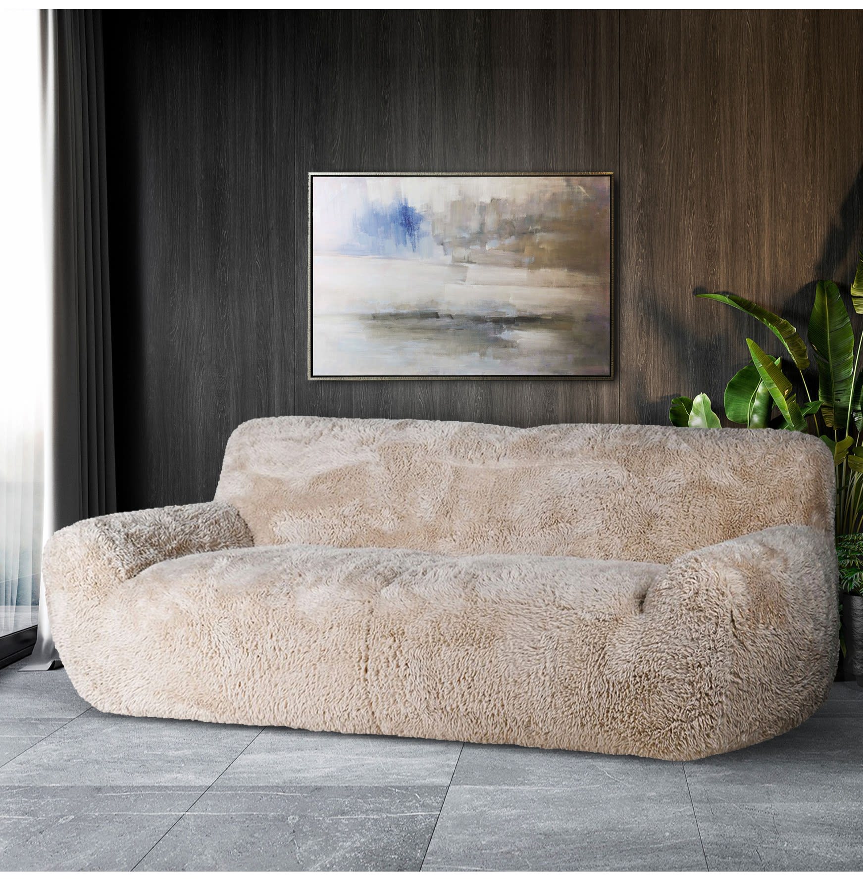 Himalayan Beige Sand 3 Seater Faux Fur Sofa