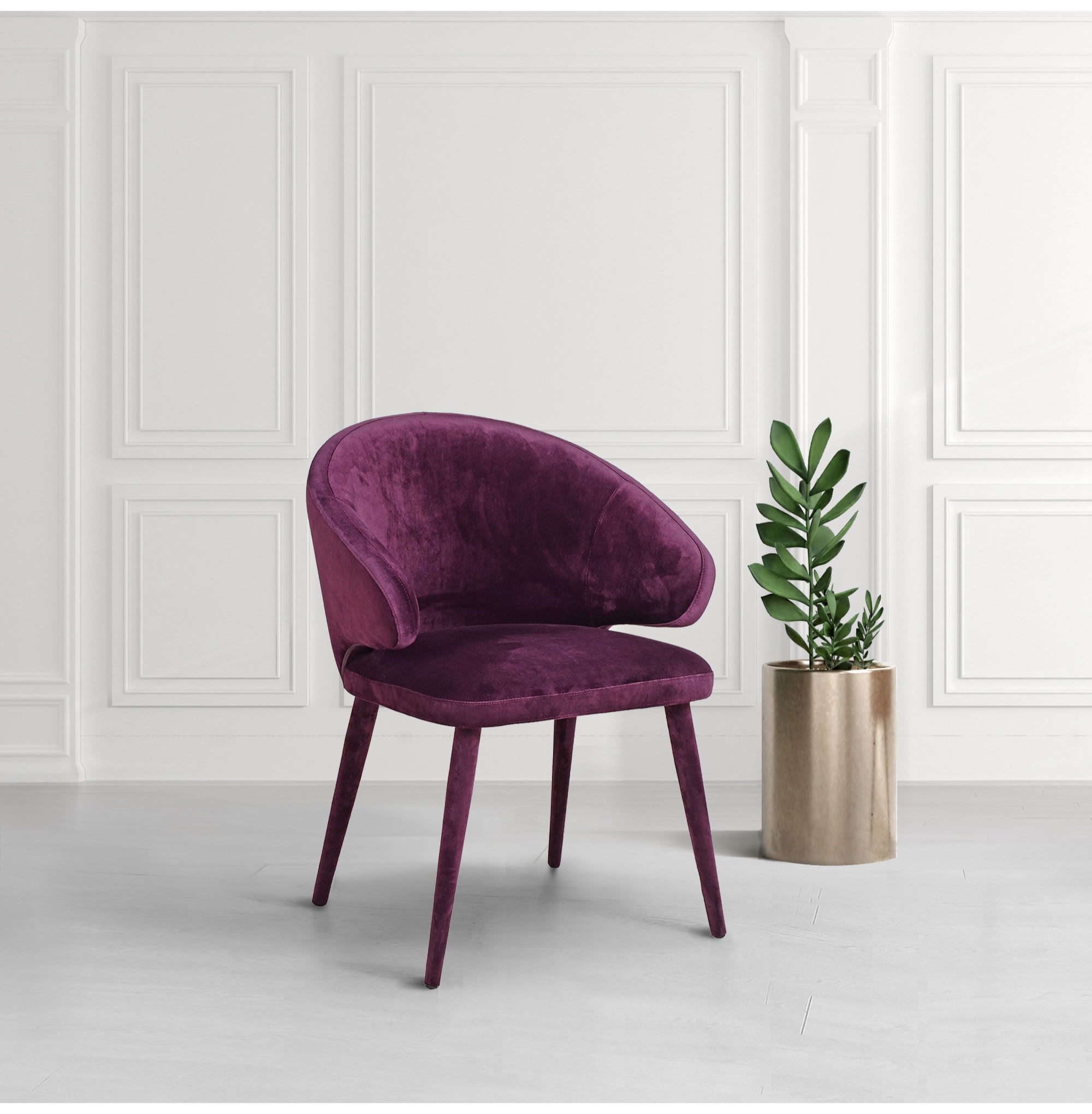 Purple with Purple Leg Velvet Upholstered Dining Chair