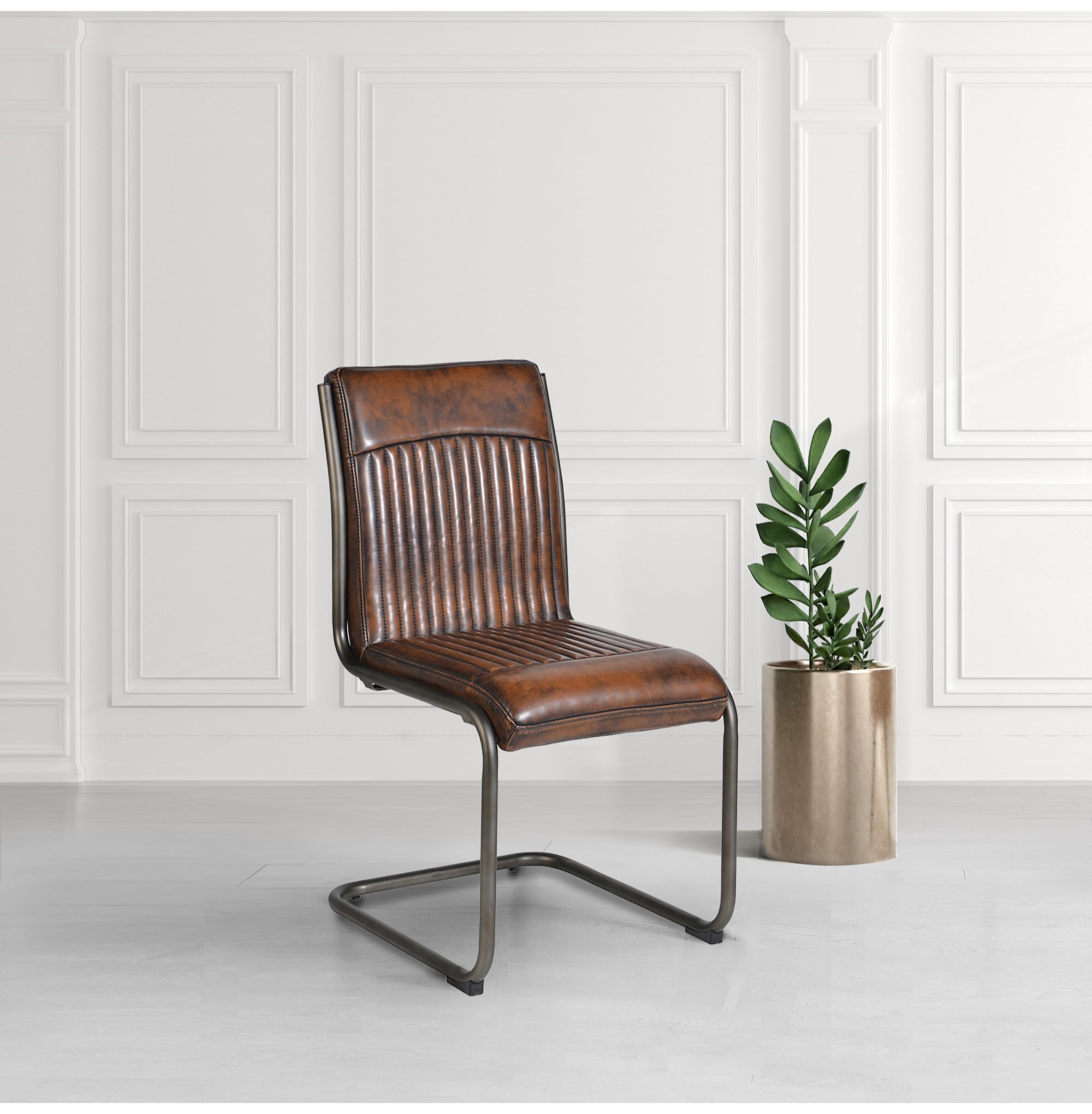 Brown Faux Leather Dining Chair
