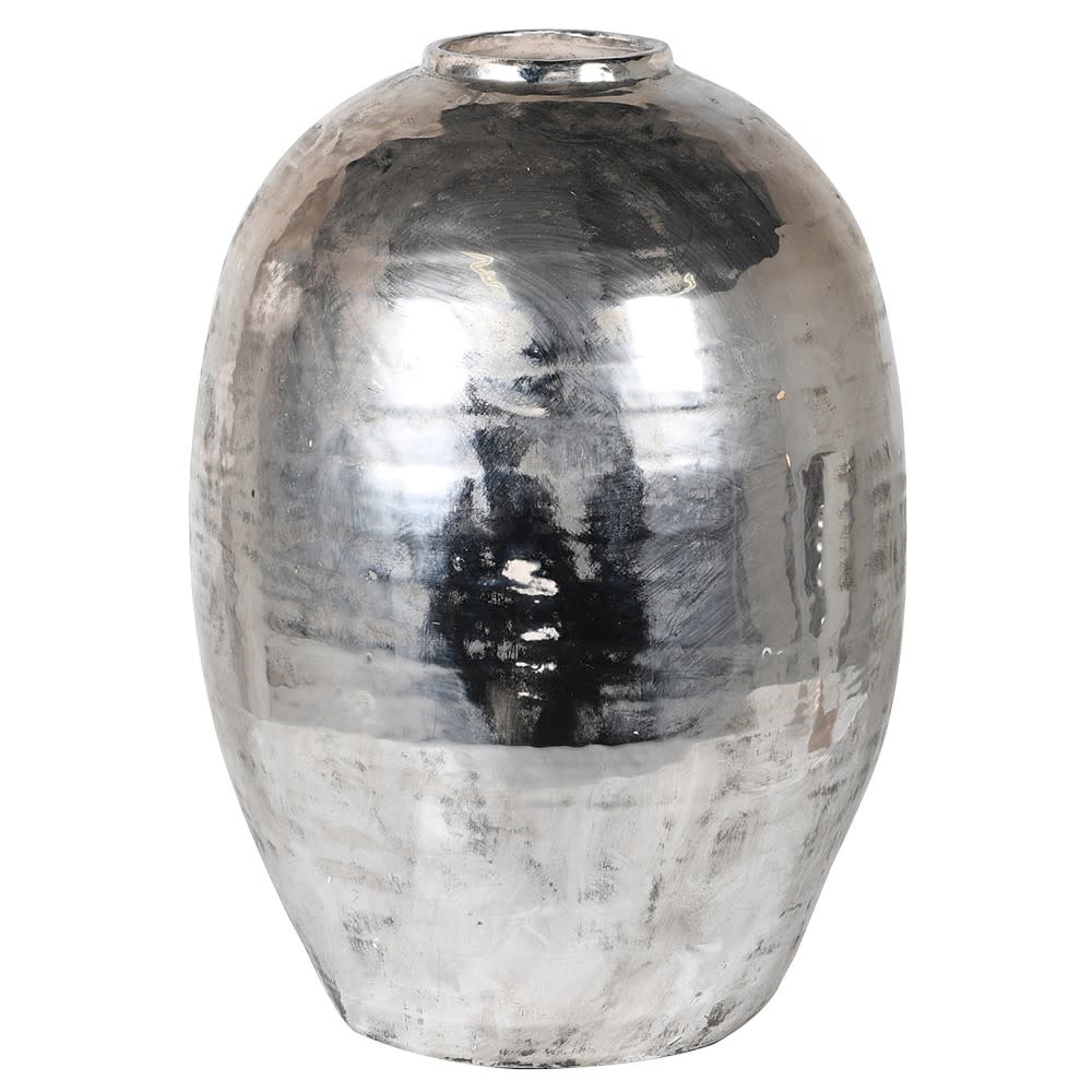 Brushed Silver Ceramic Vase