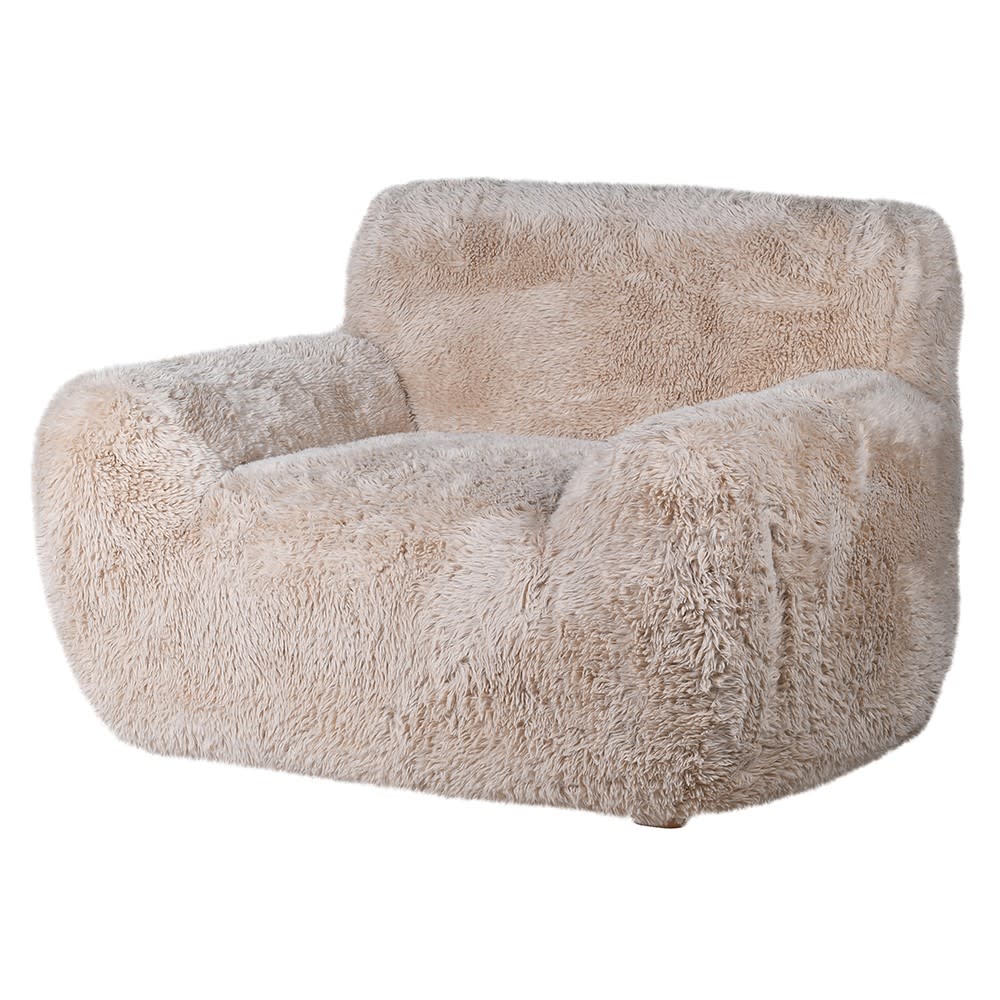 Faux Fur Beige Oversized Armchair