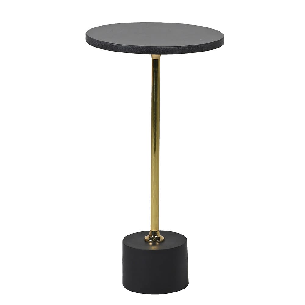 Black marble and gold finished brass lamp table