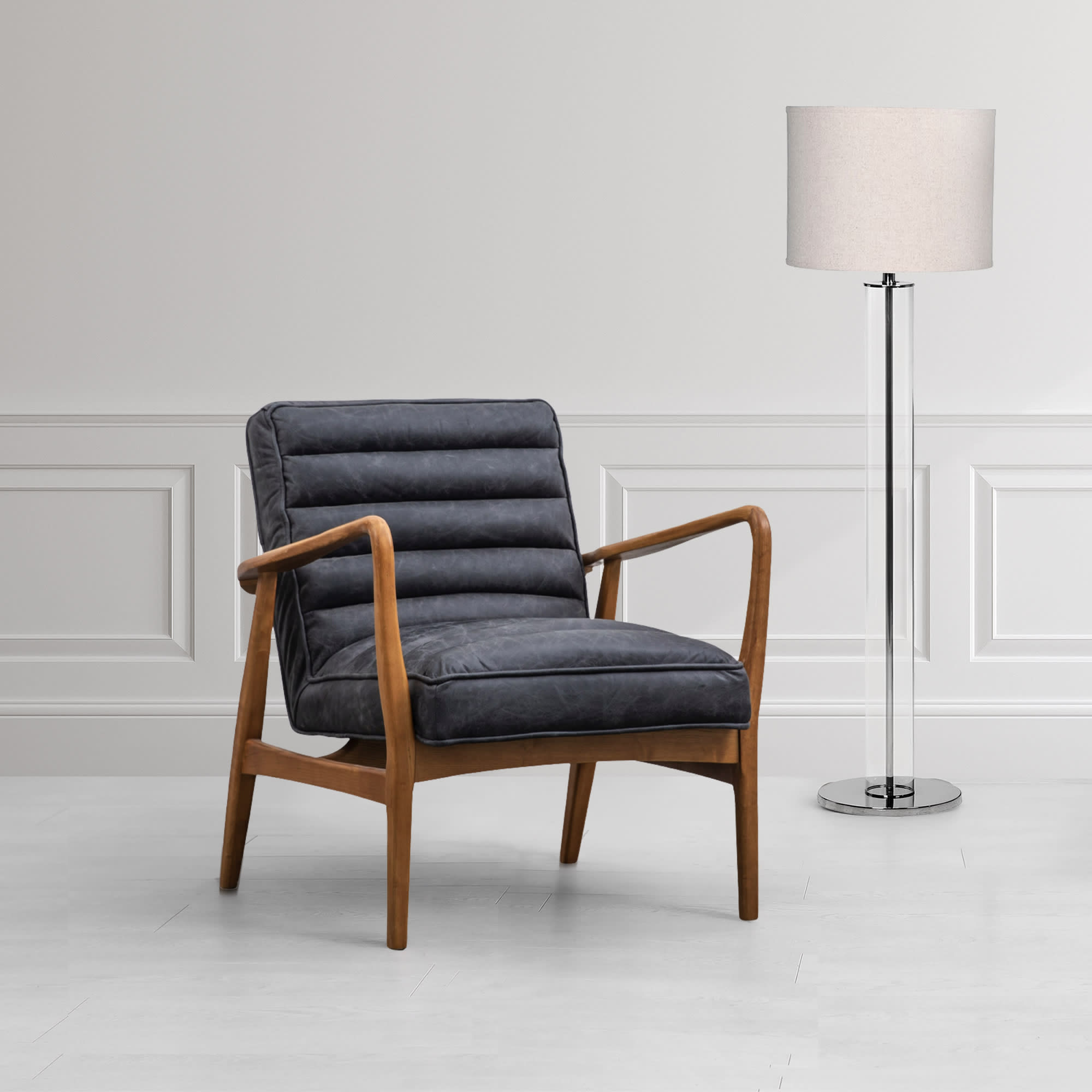 Evelyn Ebony Leather Armchair